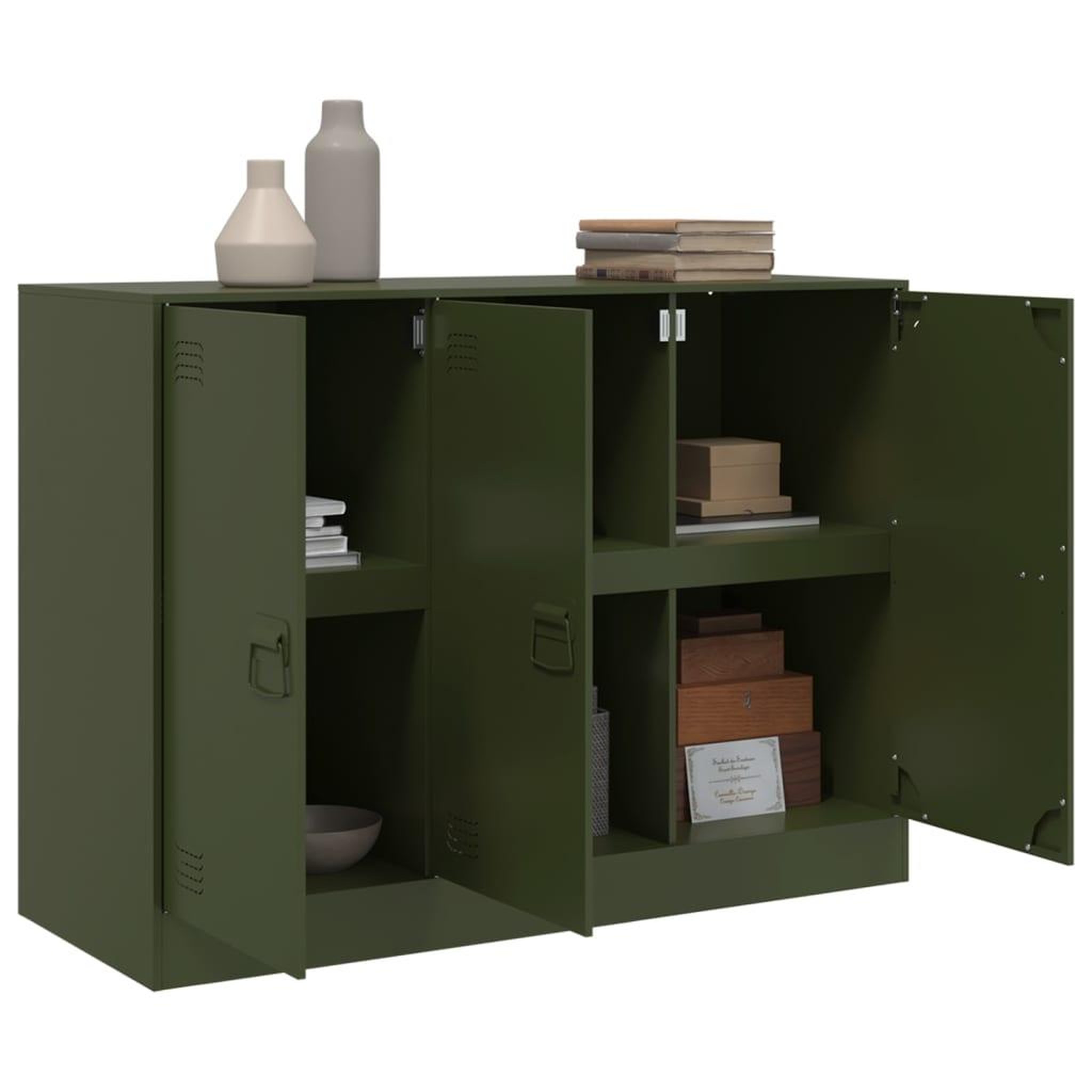 Voir la diapositive 5 : VIDAXL Buffet vert olive 99x39x73 cm acier