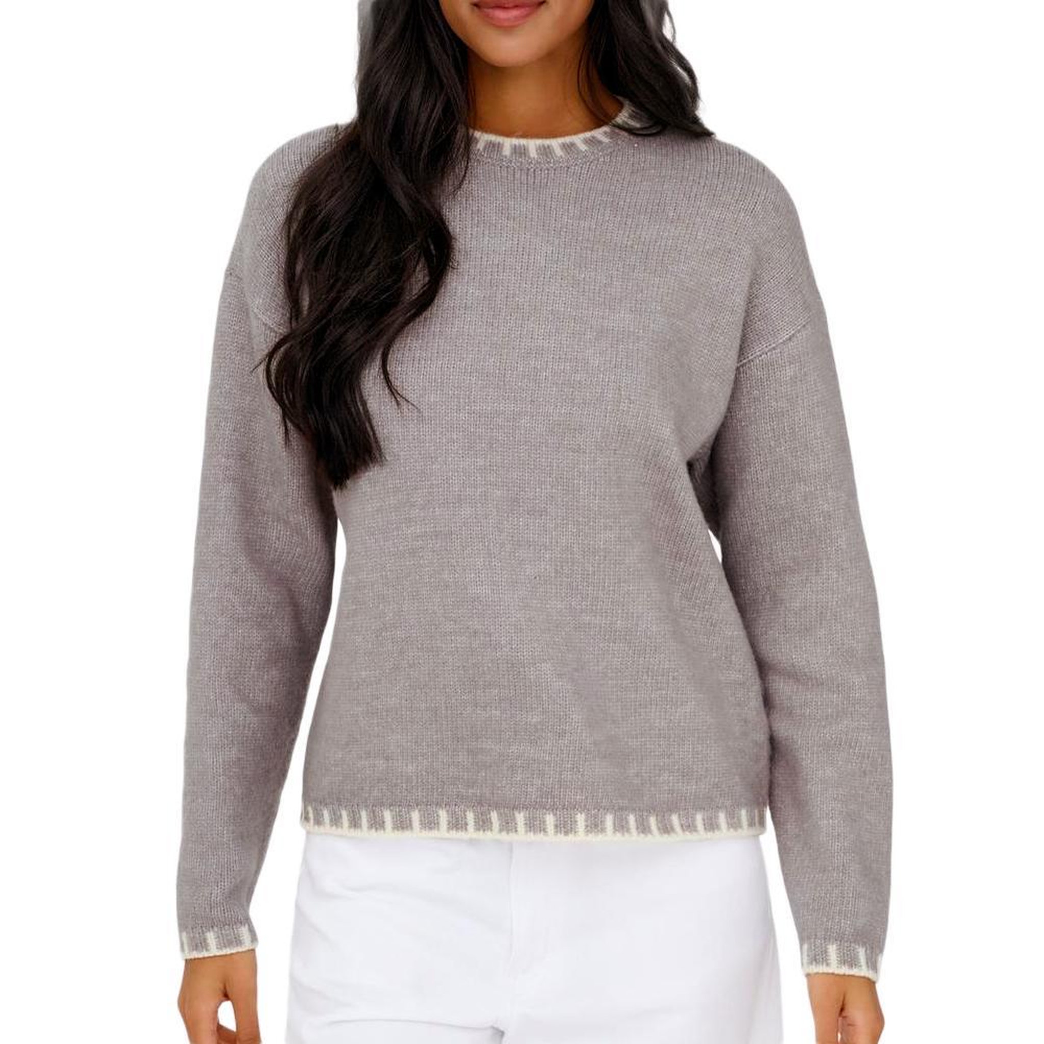 Voir la diapositive 1 : JACQUELINE DE YONG Pull Gris Clair/Beige Femme JDY Silja