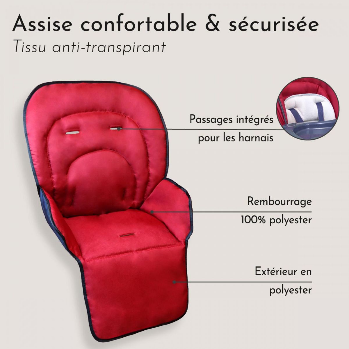 Monsieur Bébé Housse d'assise pour chaise haute bébé enfant gamme Ptit - Cléo