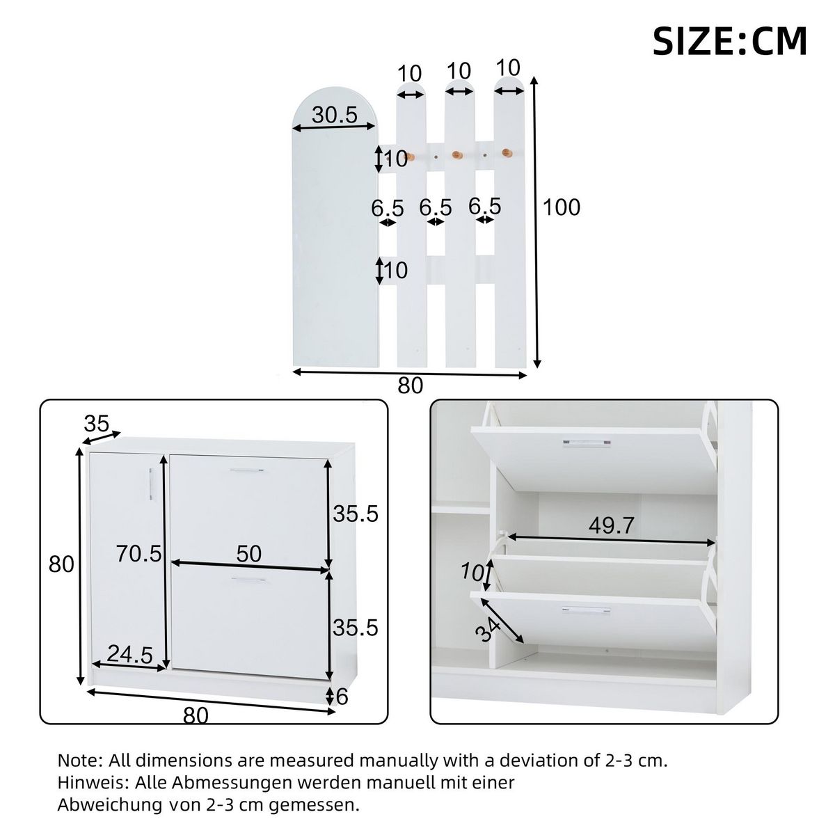MERAX Meuble à chaussures 10 paires 2 étagères coloris blanc mdf