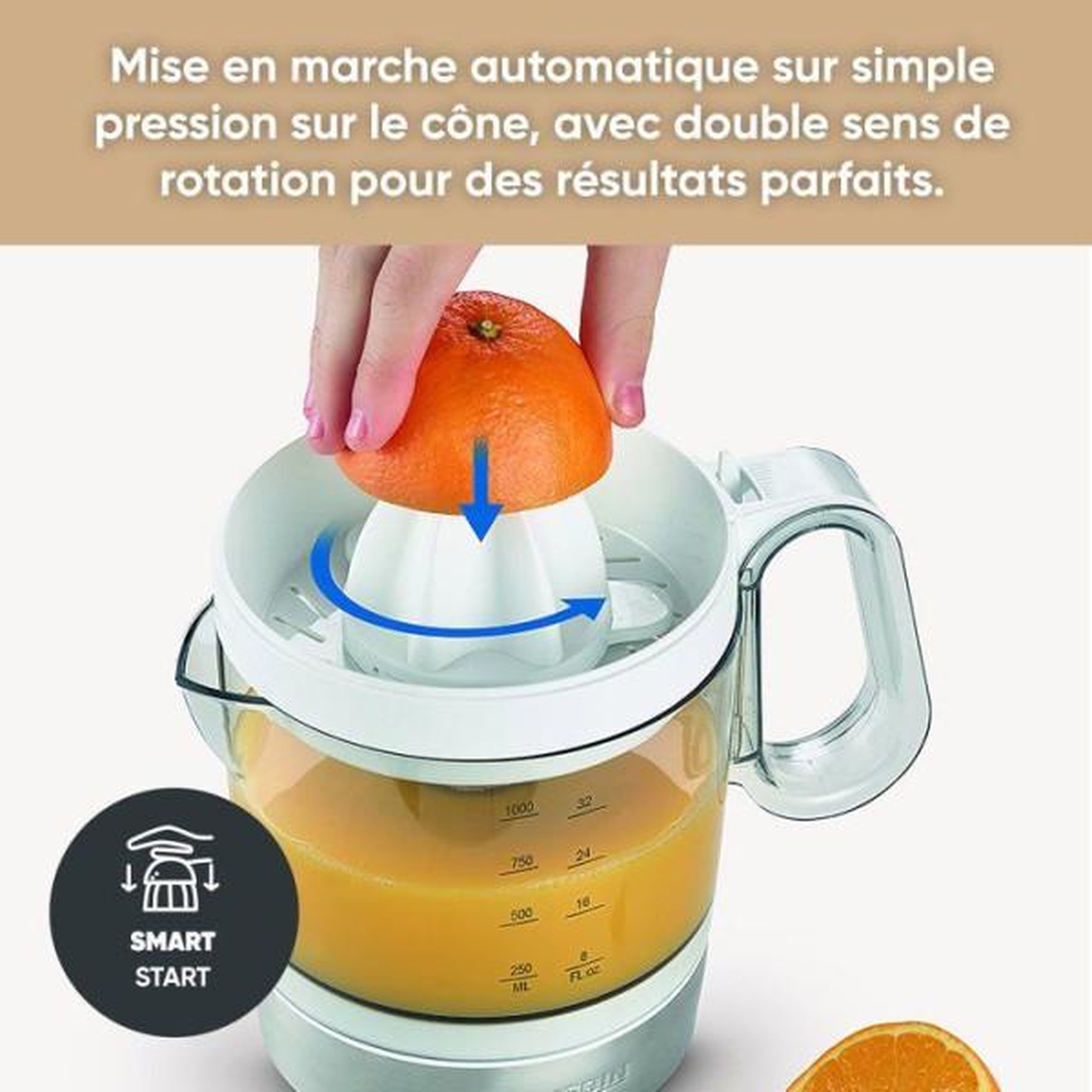 Voir la diapositive 3 : SEVERIN Presse Agrume Electrique  1L - SEVERIN - CP3535 - Avec 2 cônes amovibles - réservoir XXL de 1L - 40 W - blanc