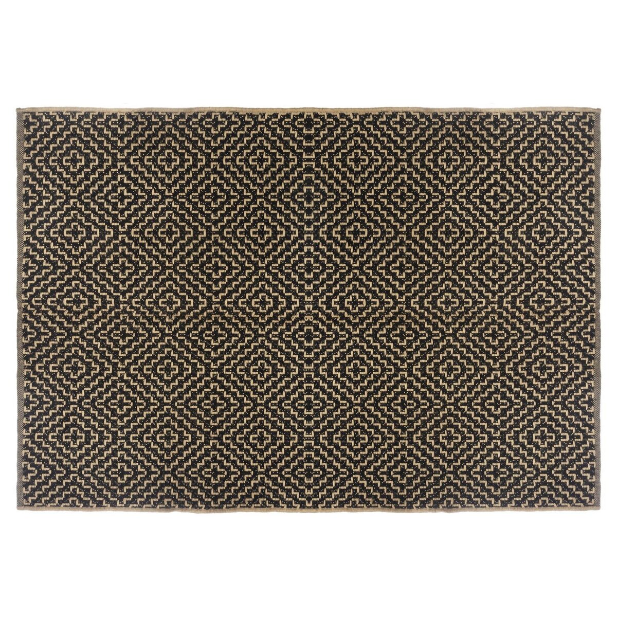 ATMOSPHERA Tapis rectangulaire en jute et coton noir 120x170 cm
