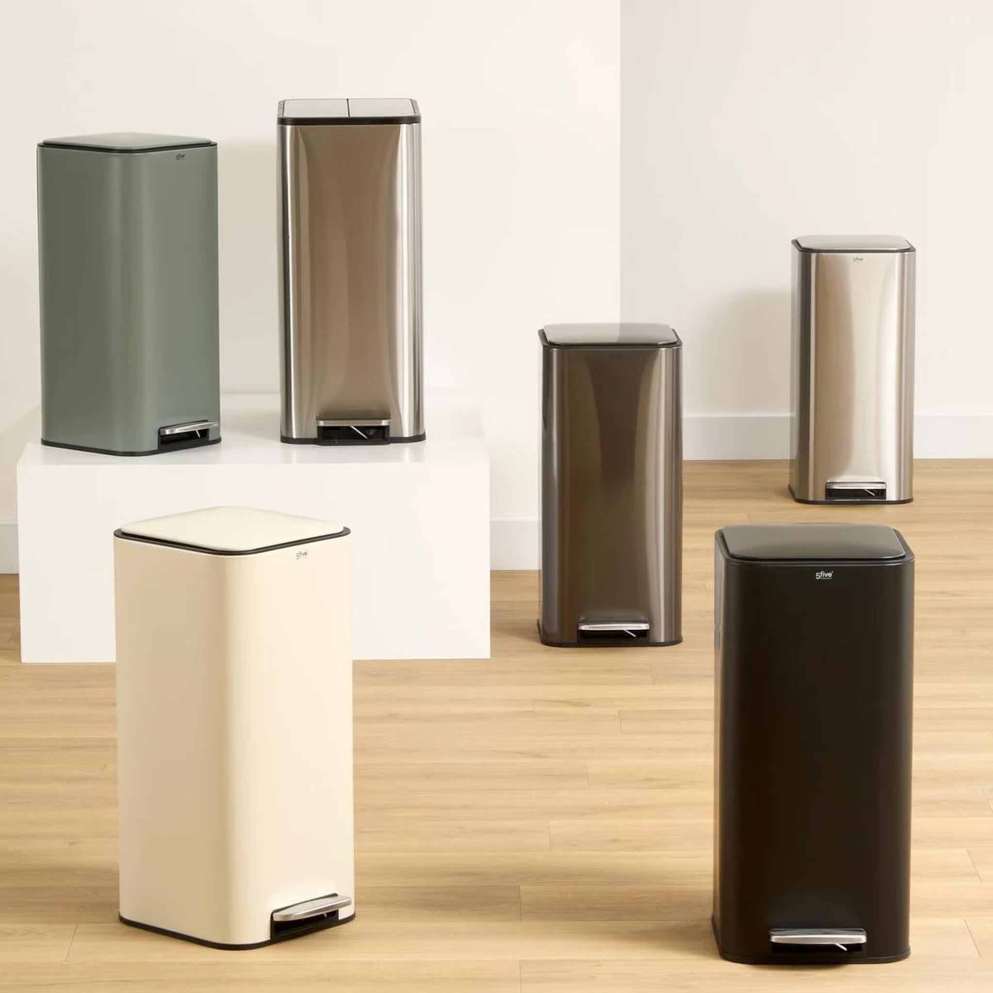 Voir la diapositive 4 : FIVE Poubelle de cuisine 2 bacs  delta   56l argent