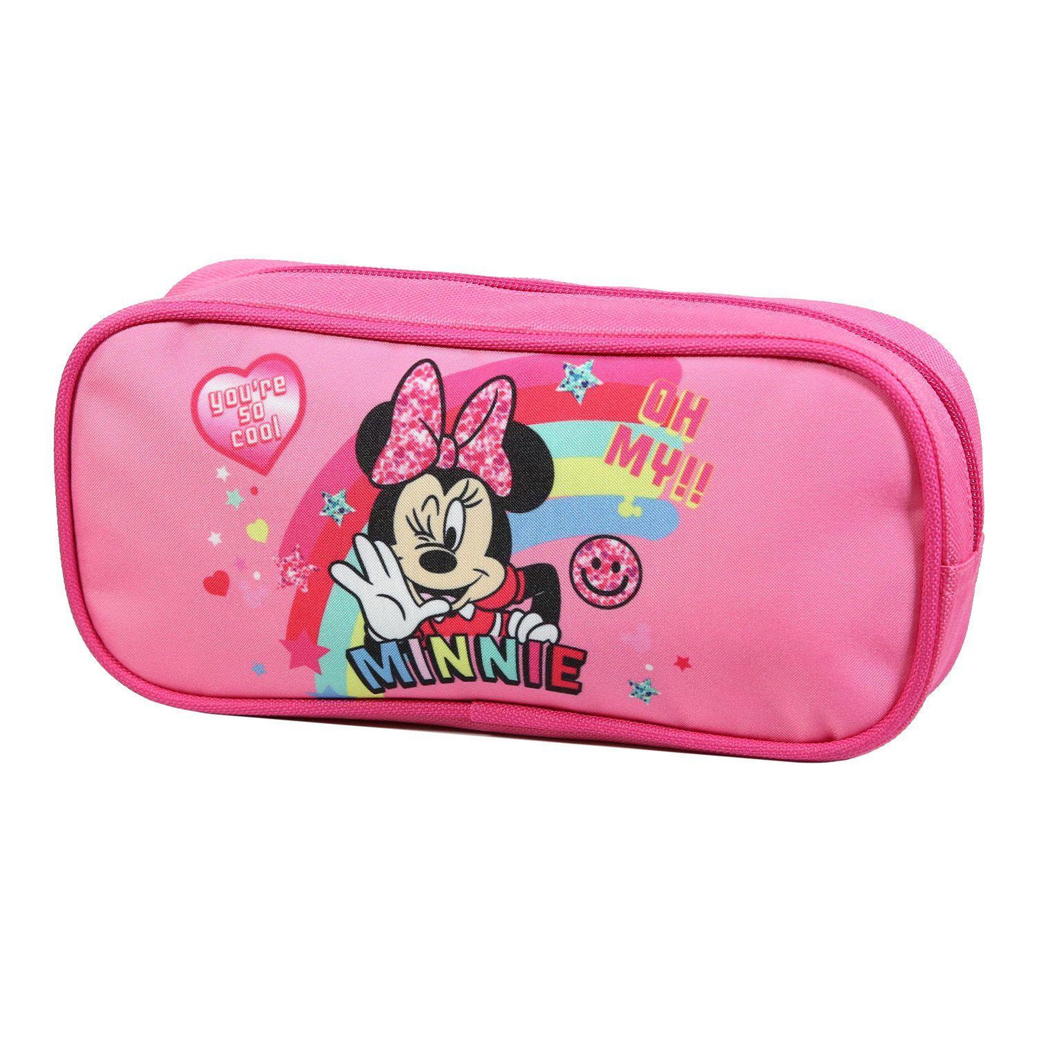 Voir la diapositive 2 : Bagtrotter BAGTROTTER Trousse scolaire rectangulaire Disney Minnie Rose Arc en ciel