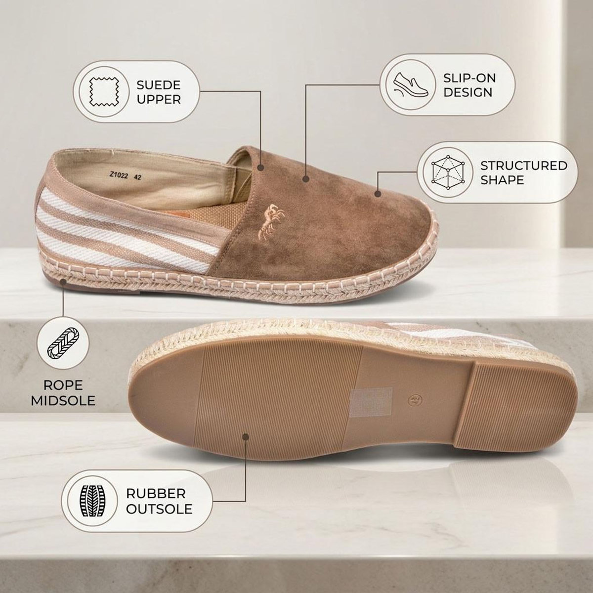 OZABI OZABI Espadrilles homme élégantes été slip-on style chic décontracté