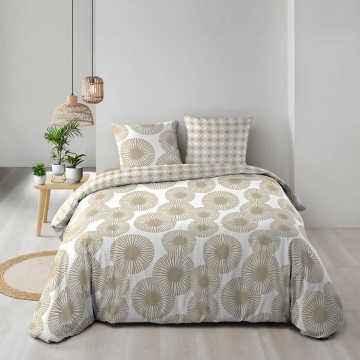 Paris Prix Parure de Lit 3 Pièces  Nebulla  240x220cm Beige