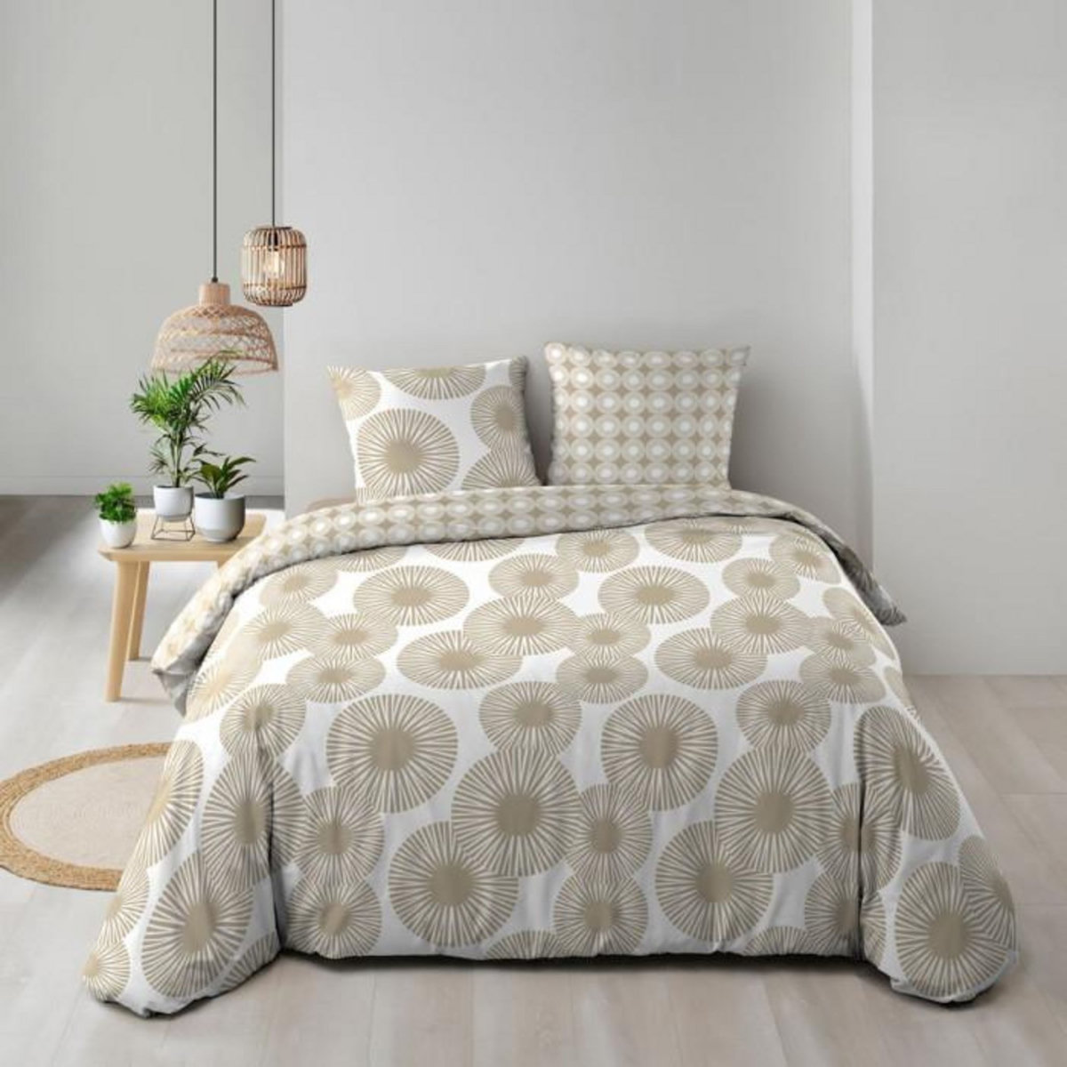Paris Prix Parure de Lit 3 Pièces  Nebulla  240x220cm Beige