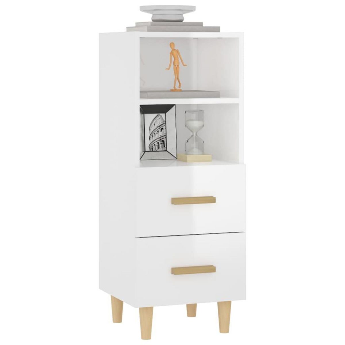 VIDAXL Buffet Blanc brillant 34,5x34x90 cm Bois d'ingenierie