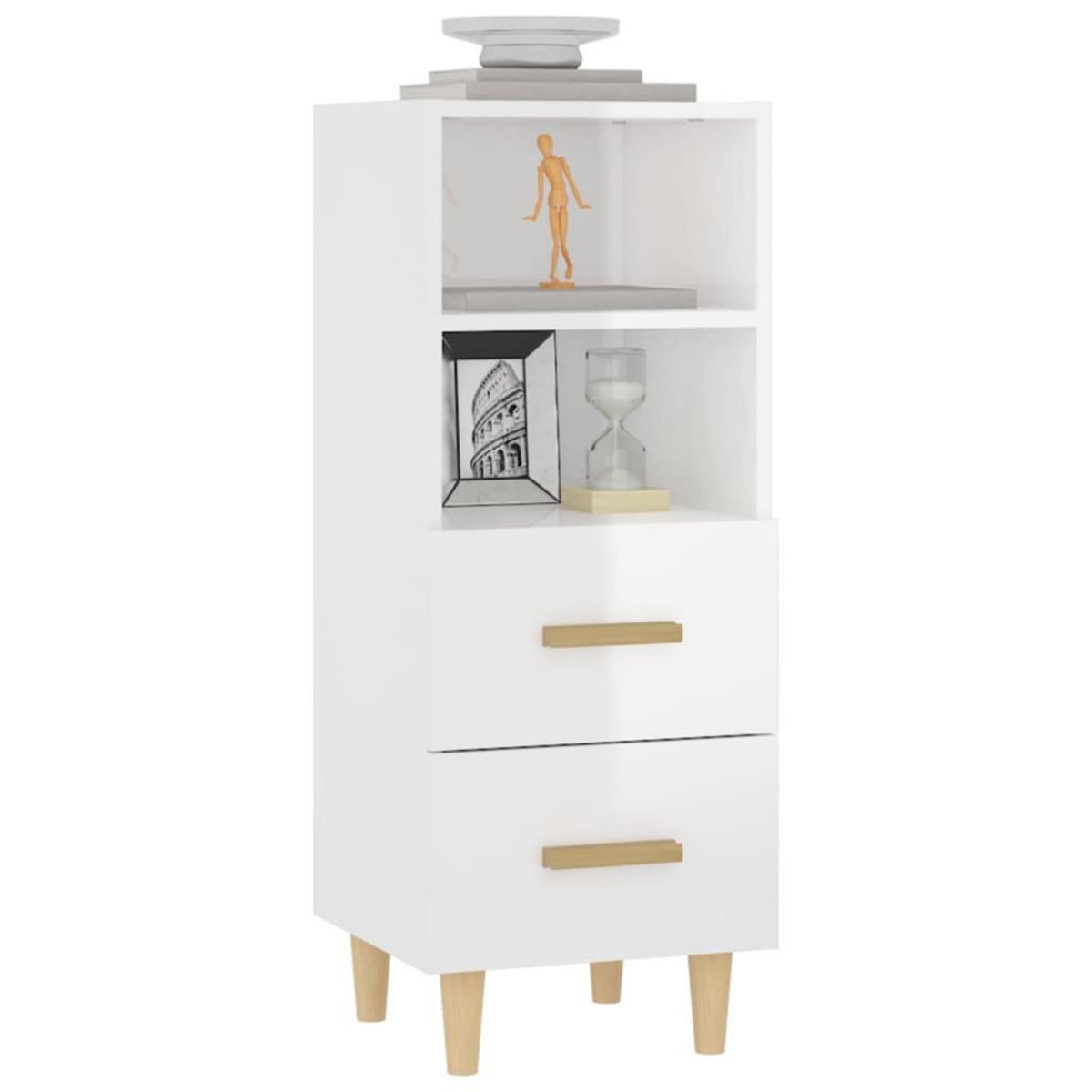 VIDAXL Buffet Blanc brillant 34,5x34x90 cm Bois d'ingenierie