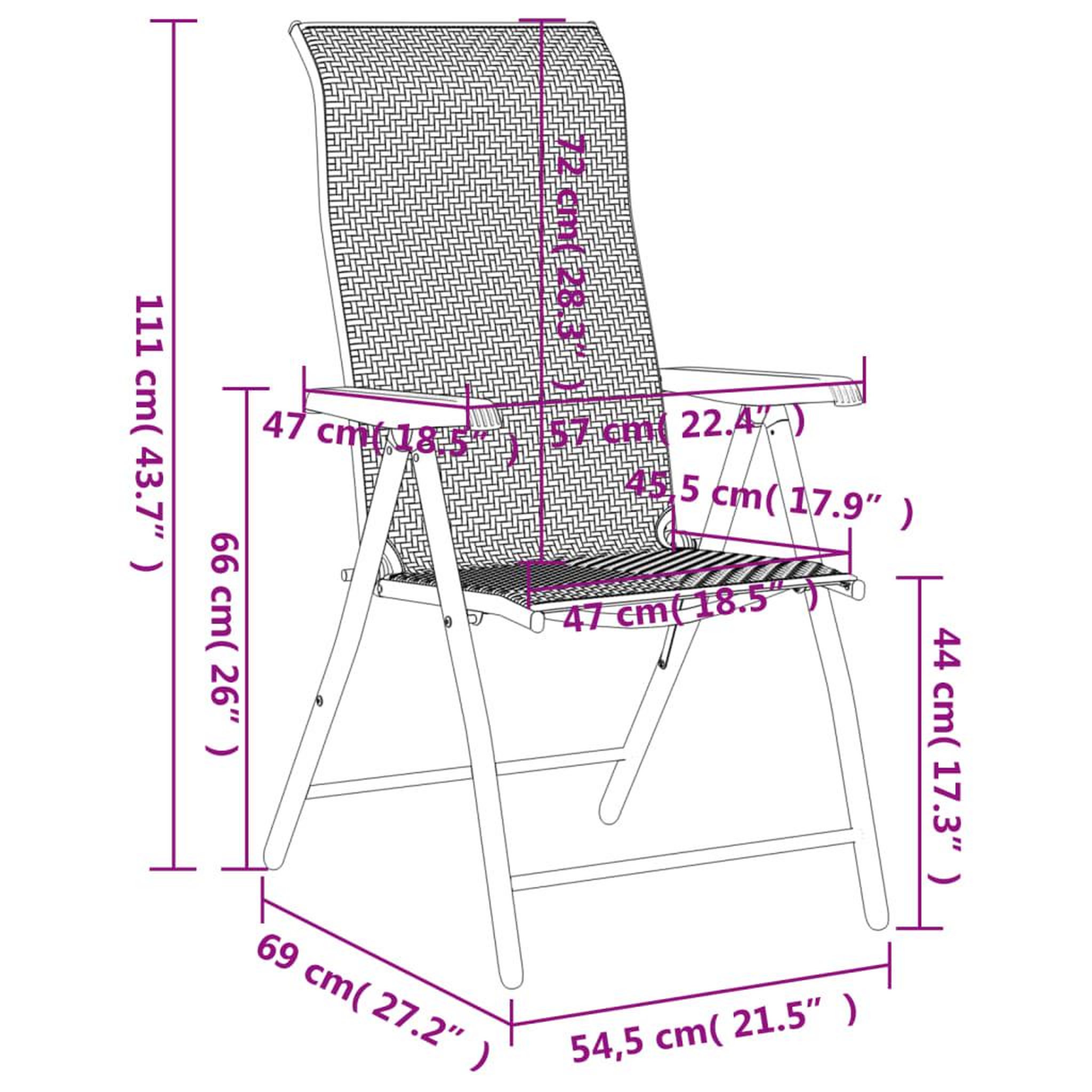Voir la diapositive 6 : VIDAXL Chaises pliables de jardin lot de 2 marron resine tressee