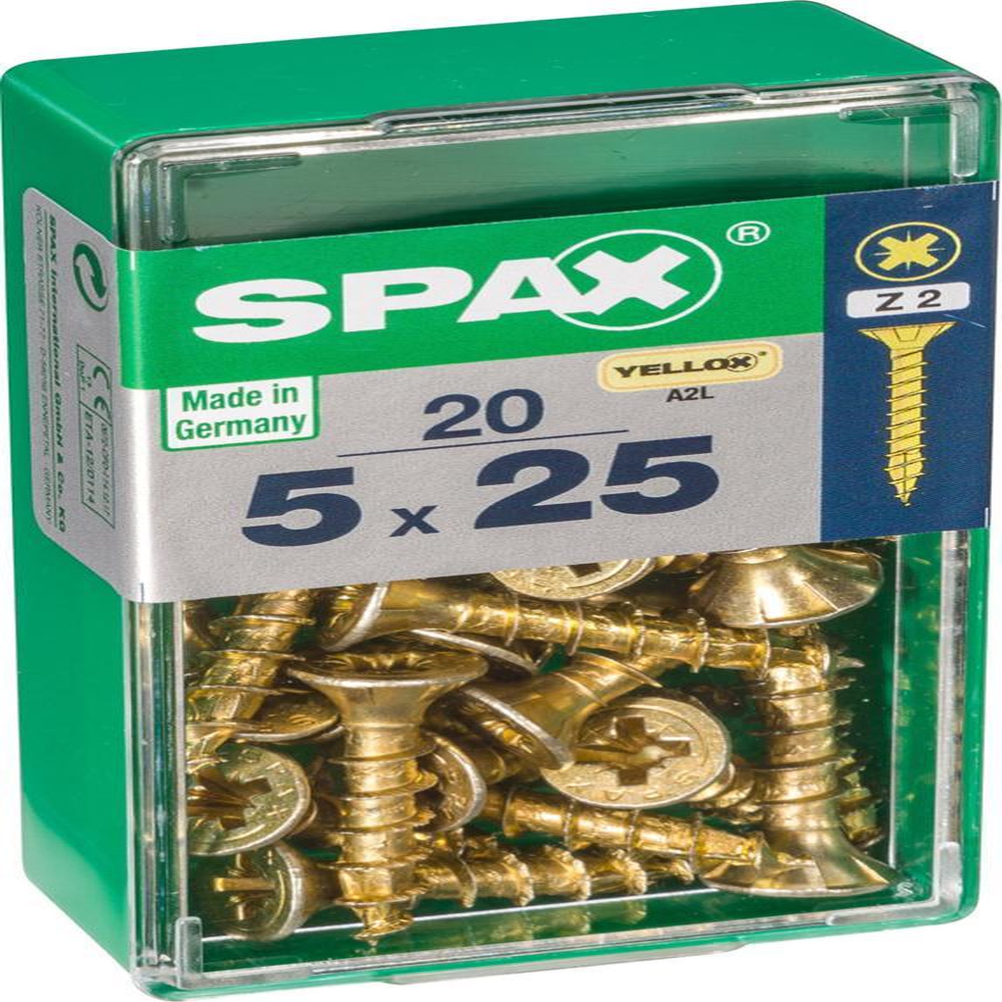 CENTRALE BRICO Lot de 20 vis acier tête fraisée pozidriv SPAX, Diam.5 mm x L.25 mm