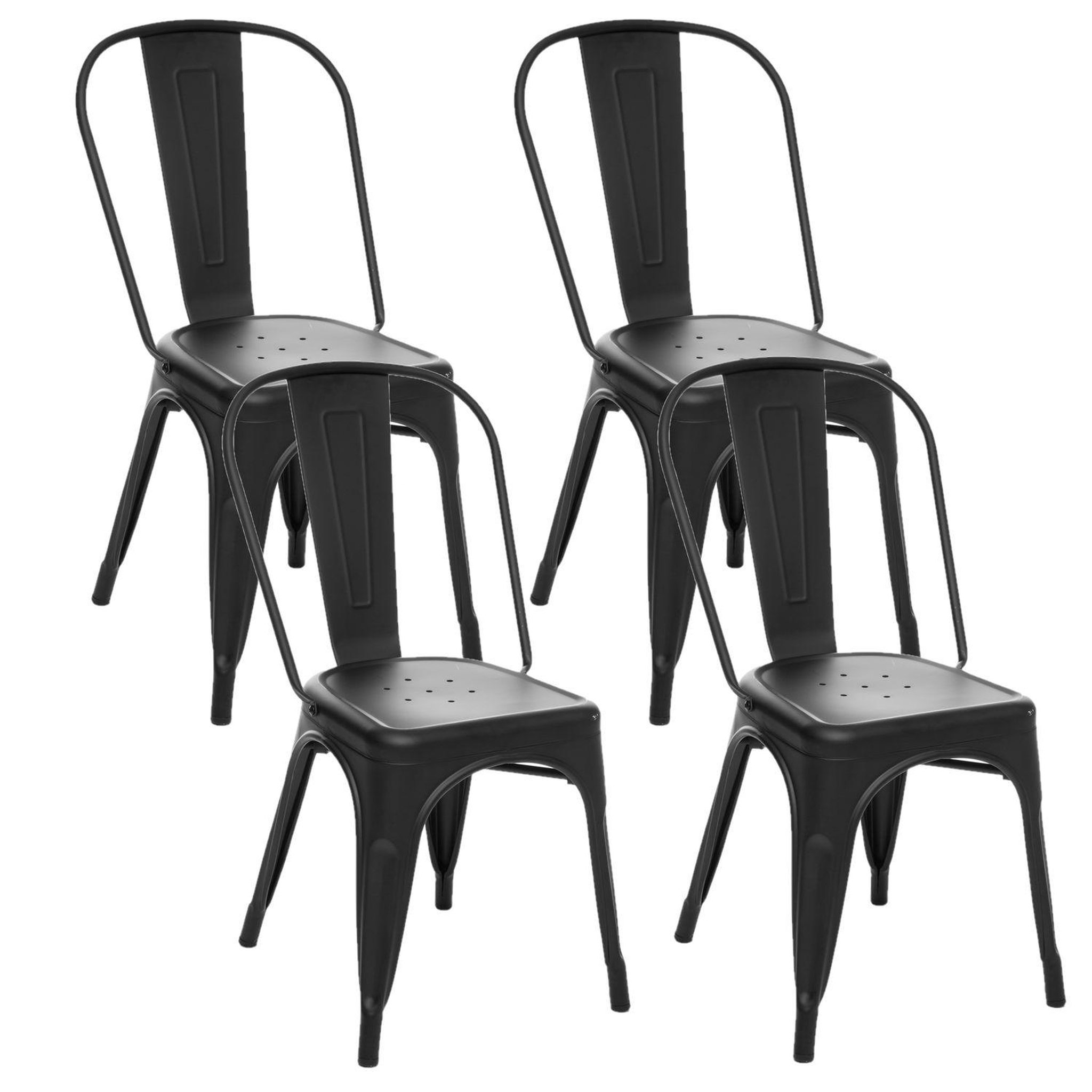 TOILINUX Lot de 4 chaises en métal NIKO. Coloris disponibles : Orange, Noir