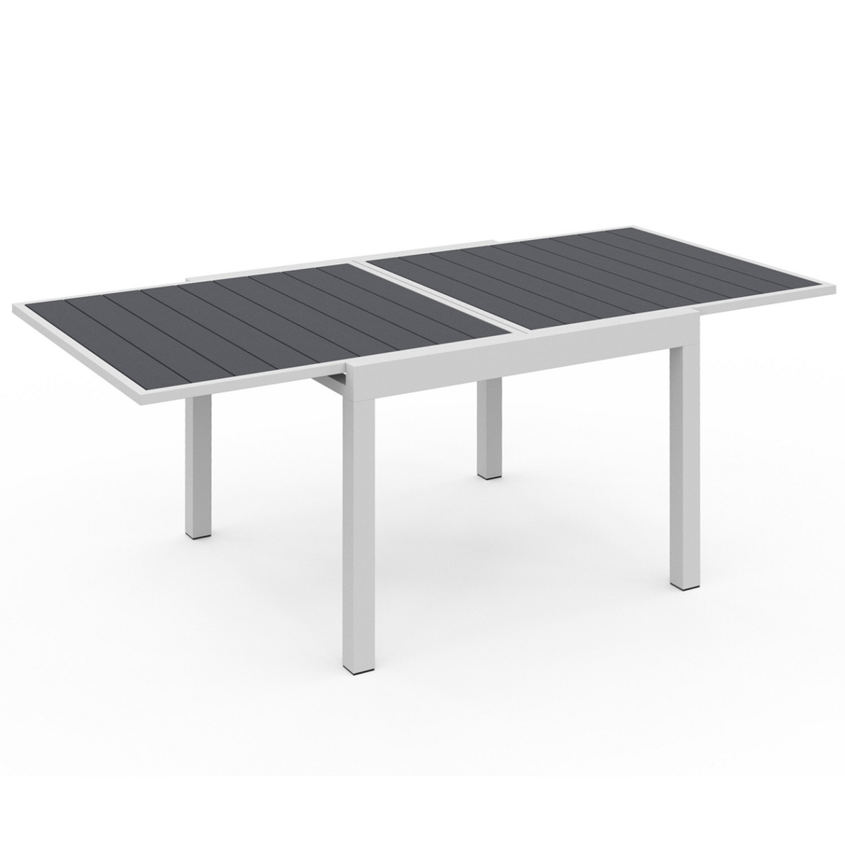 ID MARKET Salon de jardin POLY extensible table 90-180 CM et 8 chaises blanc et gris