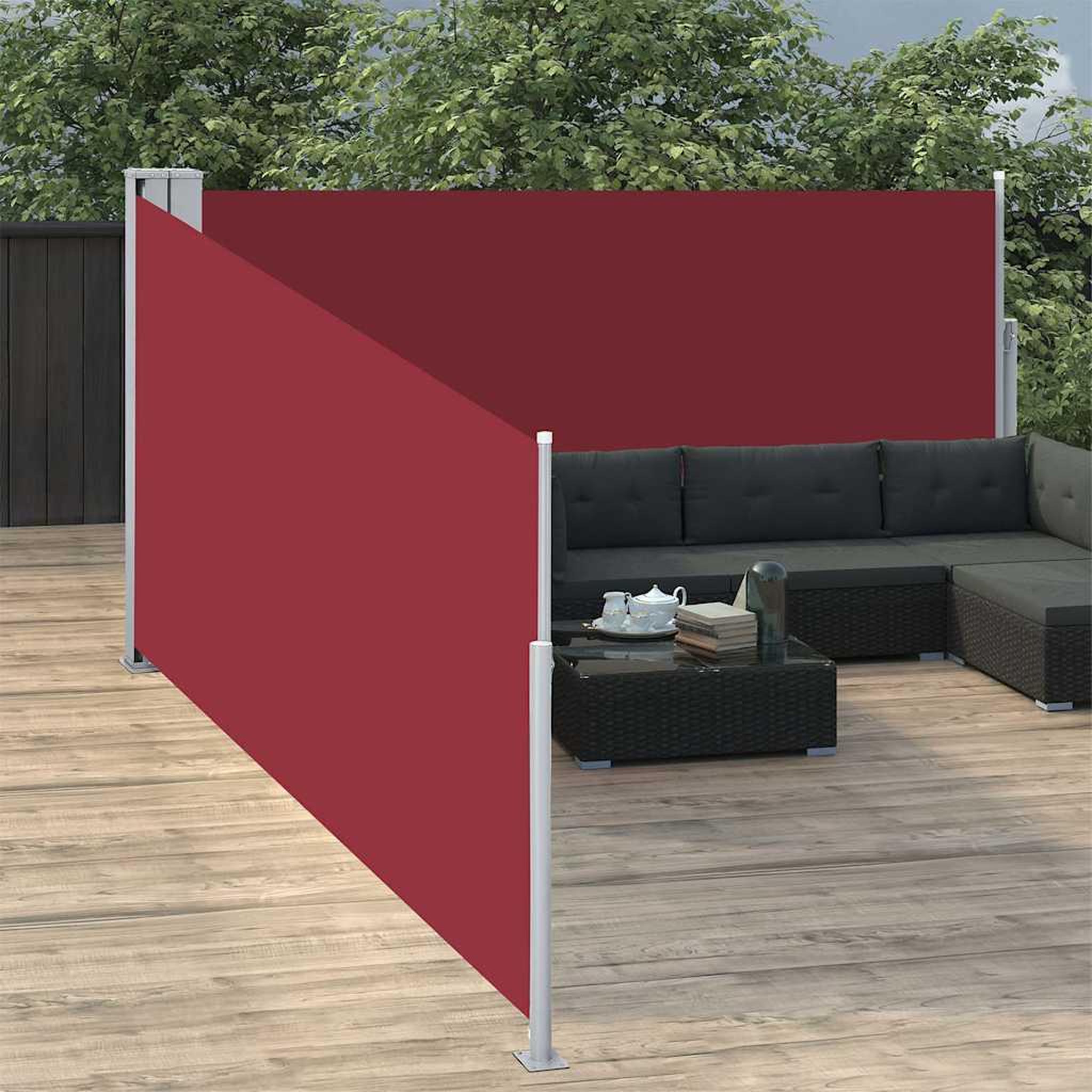 Voir la diapositive 2 : VIDAXL Auvent lateral retractable Rouge 100 x 1000 cm