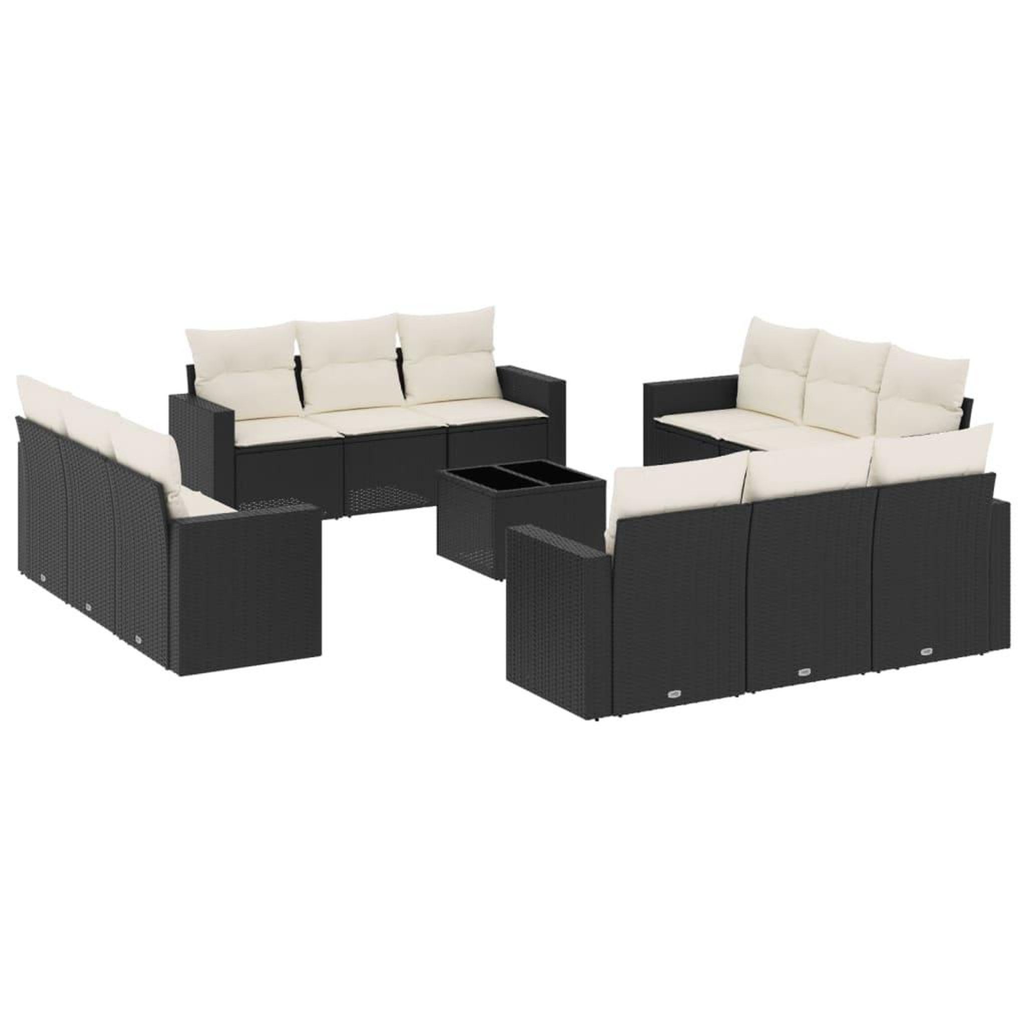 Voir la diapositive 2 : VIDAXL Salon de jardin avec coussins 13 pcs noir resine tressee