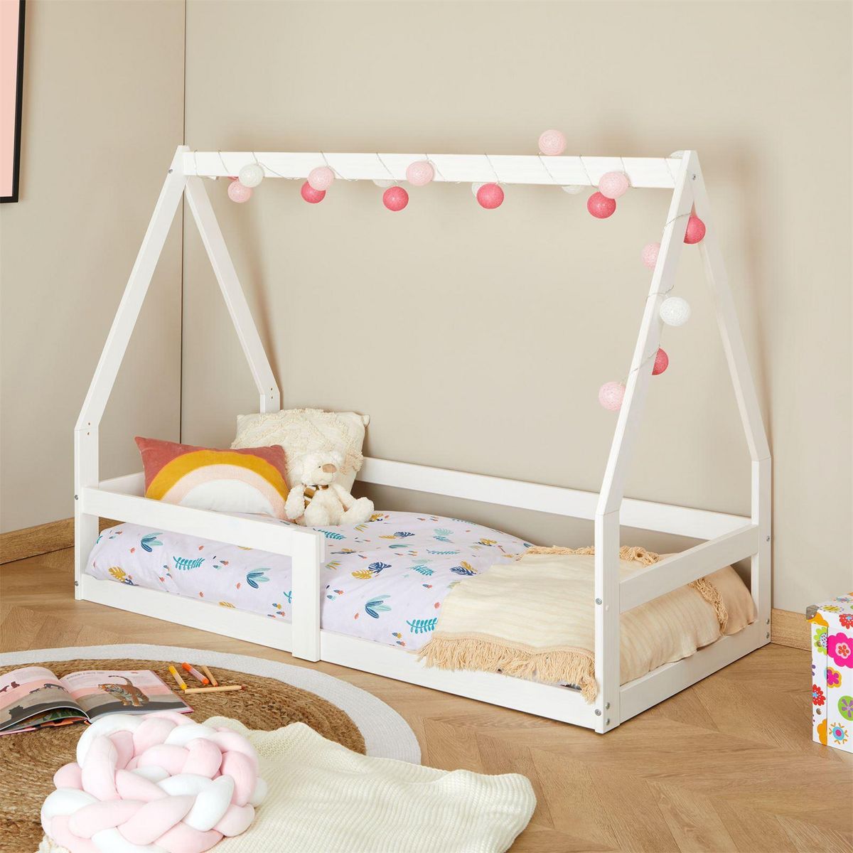 IDIMEX Lit cabane LUSIA 80 x 160 cm, en pin massif