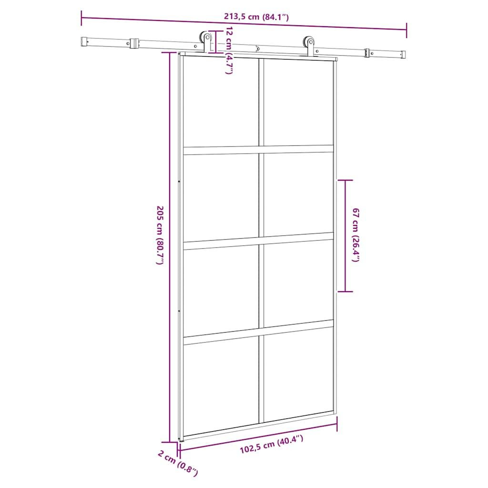 Voir la diapositive 6 : VIDAXL Porte coulissante kit de quincaillerie trempe verre aluminium