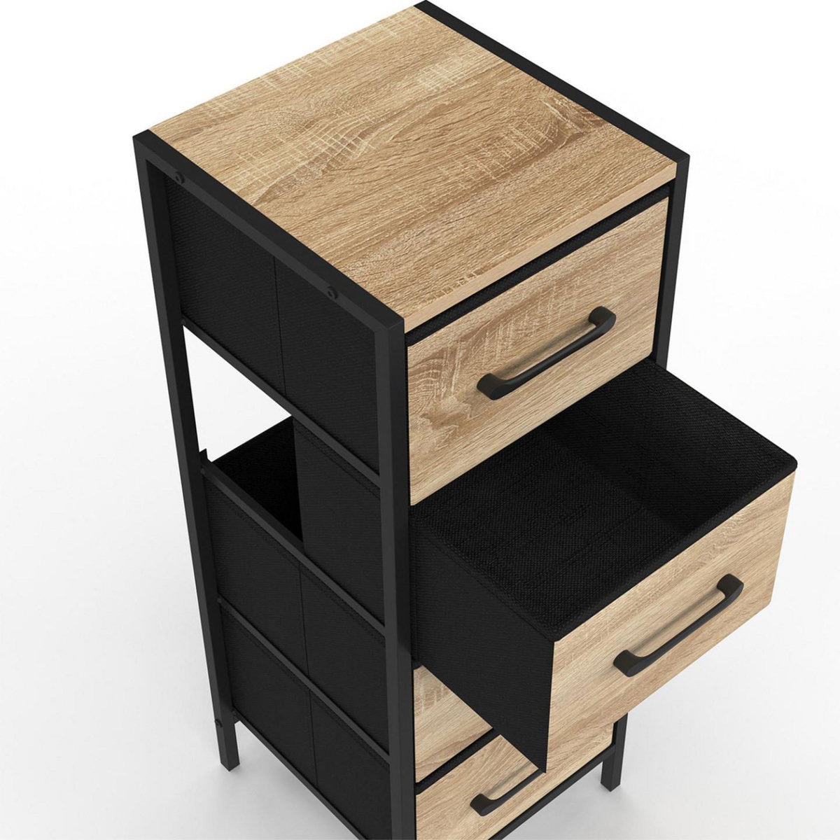 ID MARKET Meuble d'appoint 4 tiroirs UTAH 30 cm chiffonnier, meuble de rangement design industriel