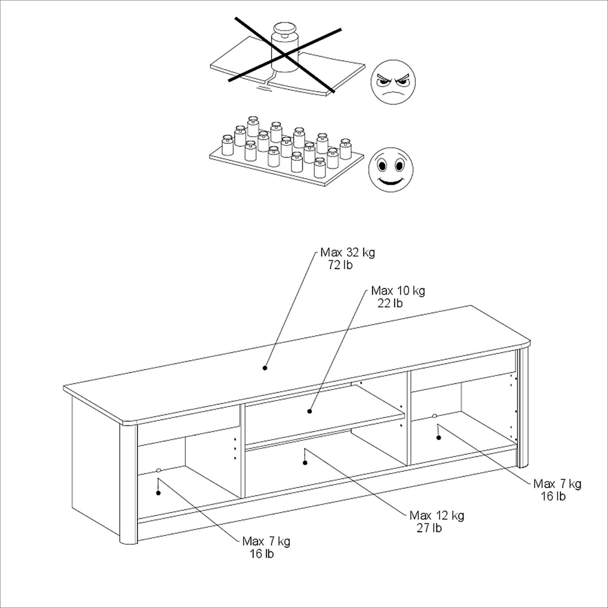 Voir la diapositive 9 : Meuble TV 2 portes 2 niches L150 cm MARGOT
