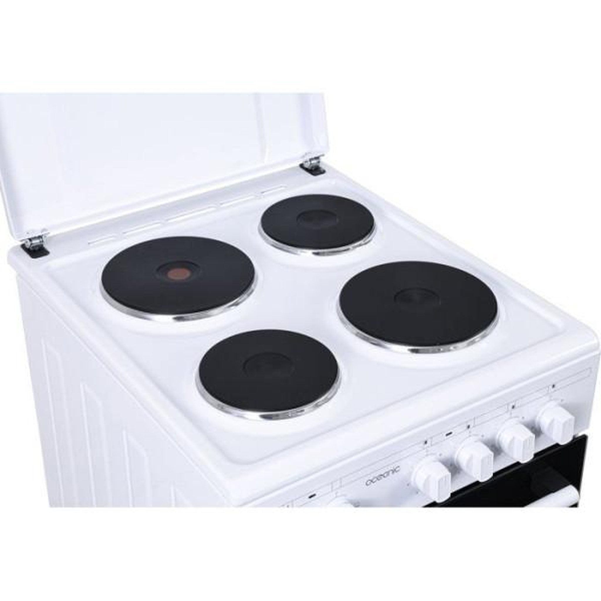 Voir la diapositive 5 : OCEANIC Cuisiniere  électrique - OCEANIC - OCEACE5060W - 4 feux - 6800 W - L49,8 x P61 x H 86 cm - Blanc
