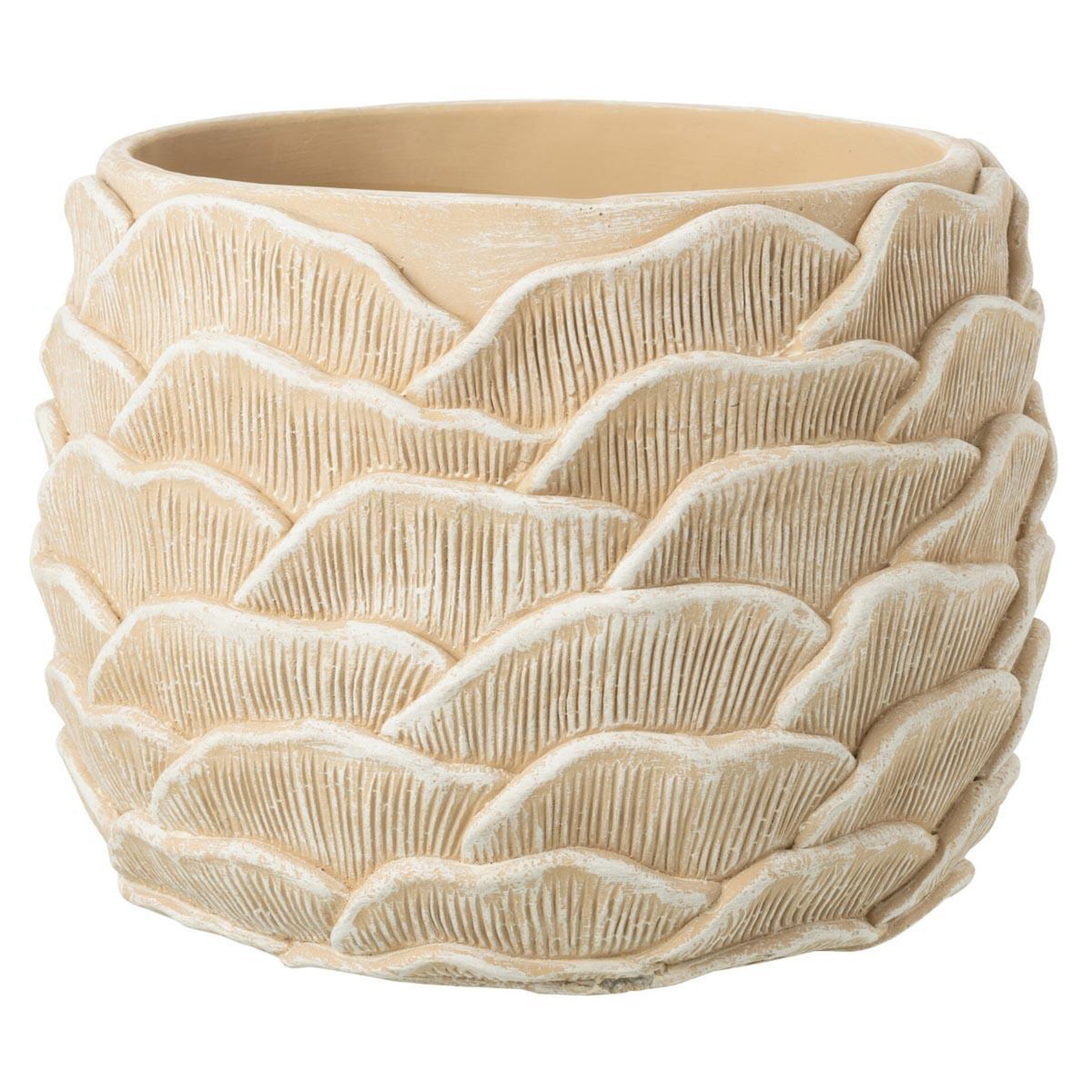 J-LINE Cache-Pot Relief en Ciment  Fungo  26cm Beige