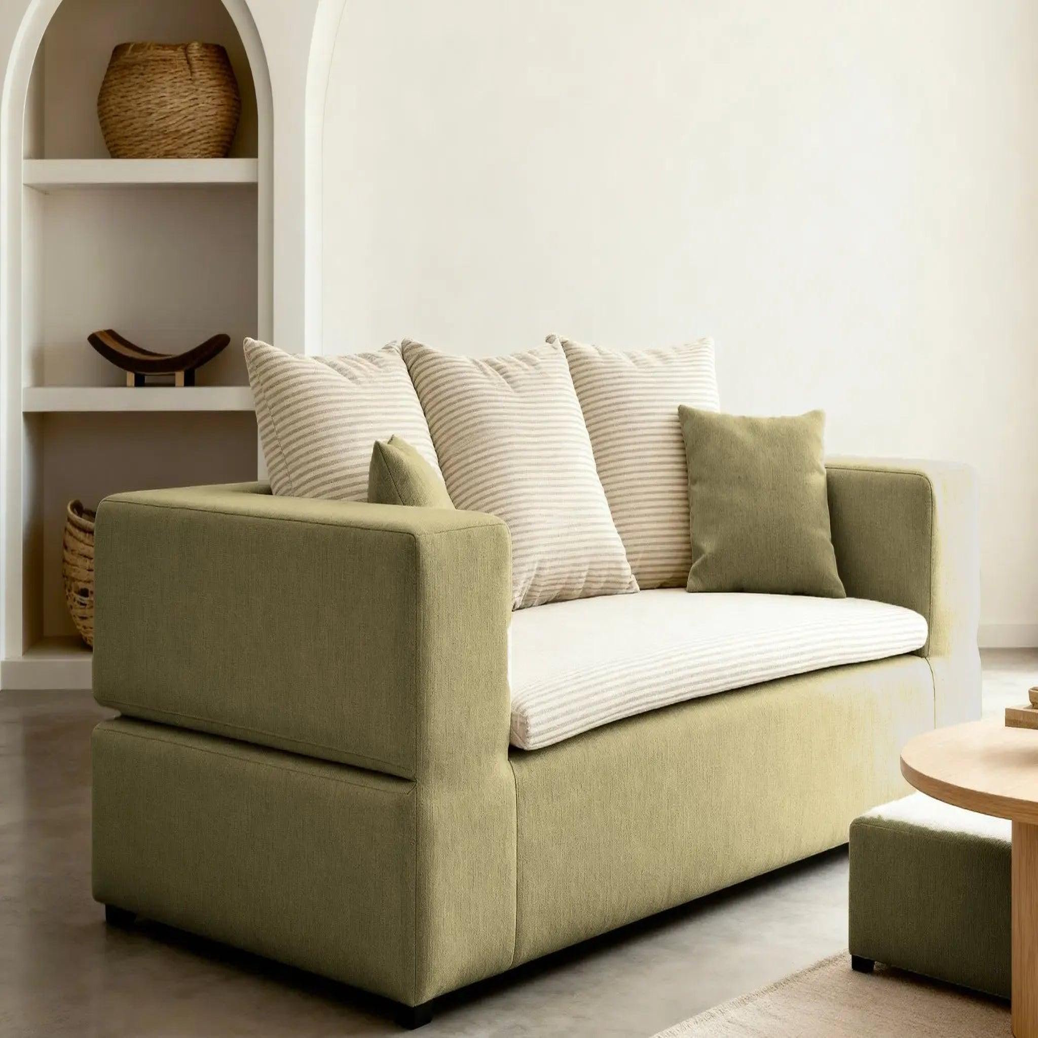 Voir la diapositive 4 : CASANOVA PARIS Ambre - canapé droit convertible bi matière avec deux poufs