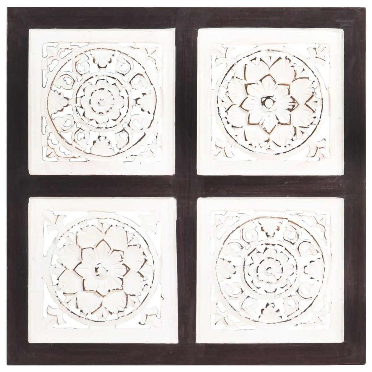 VIDAXL Panneau mural sculpte a la main MDF 40x40x1,5cm Marron et blanc