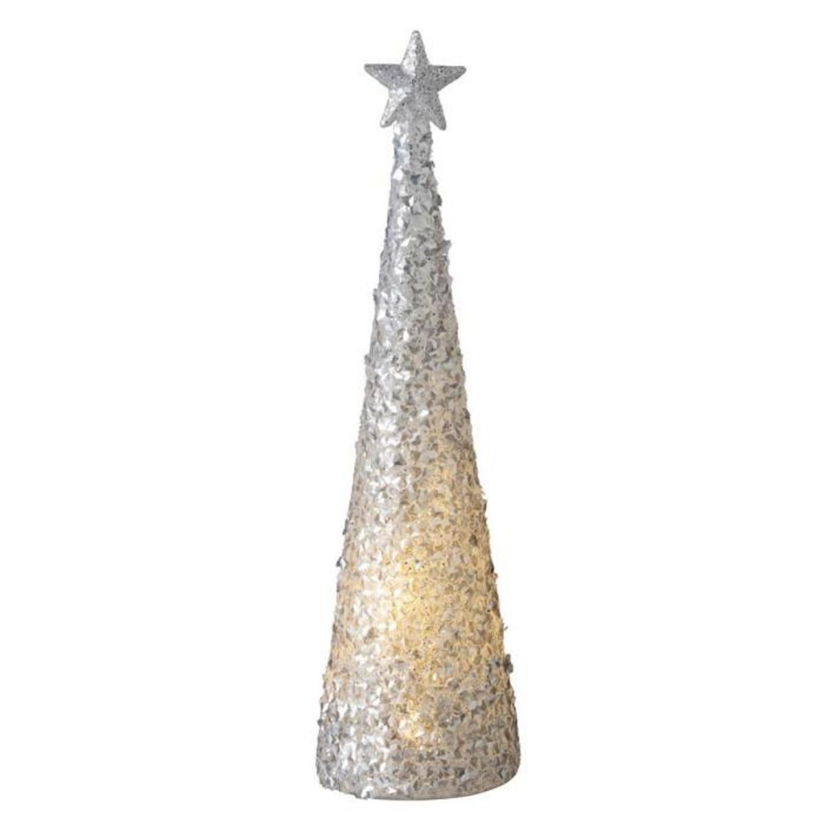 Paris Prix Décoration de Noël Led  Cône & Étoile  34cm Argent