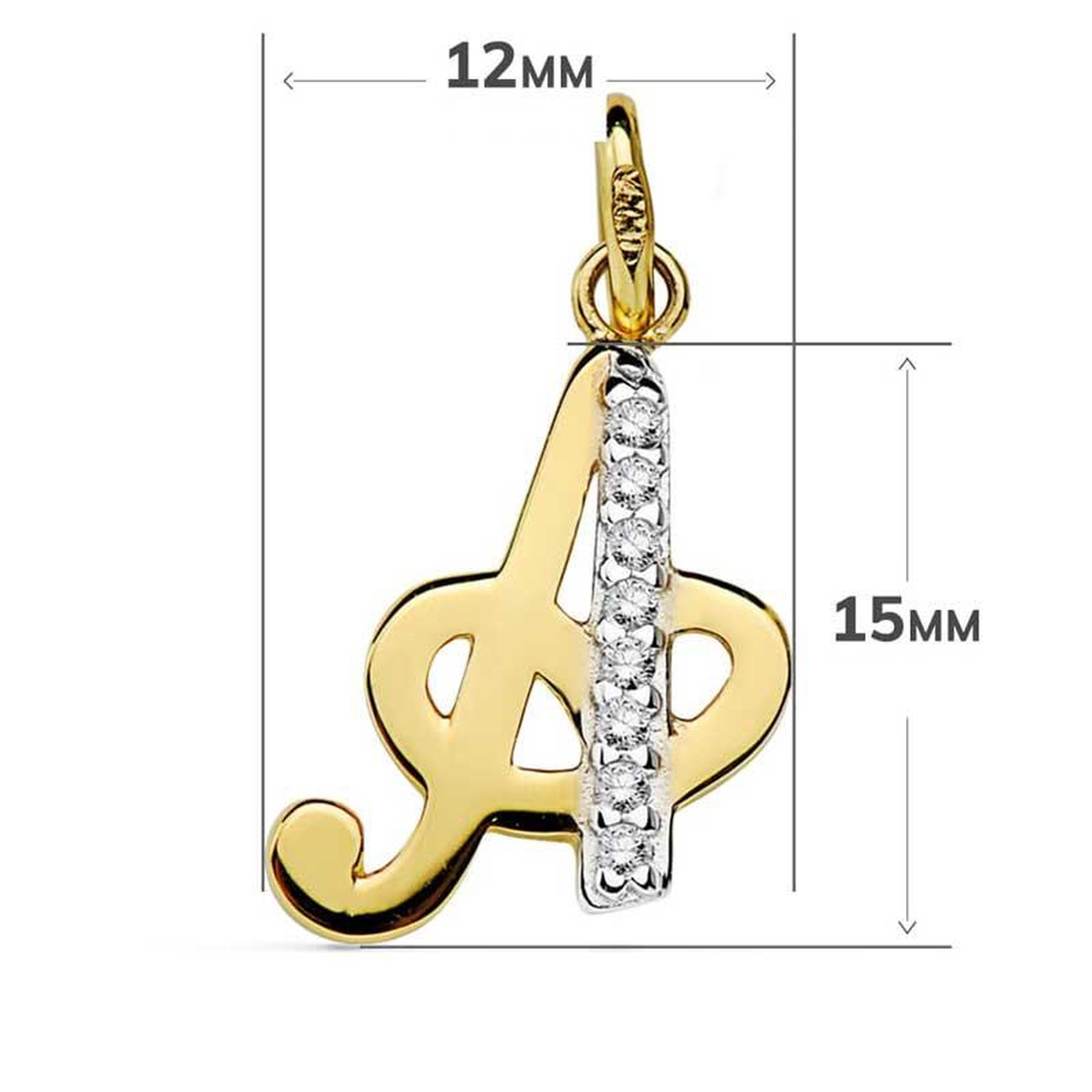Voir la diapositive 3 : L'ATELIER D'AZUR Pendentif Or 18 Carats 750 Jaune Serti de Zirconiums - Initiale Lettre  A  - Chaine Offerte