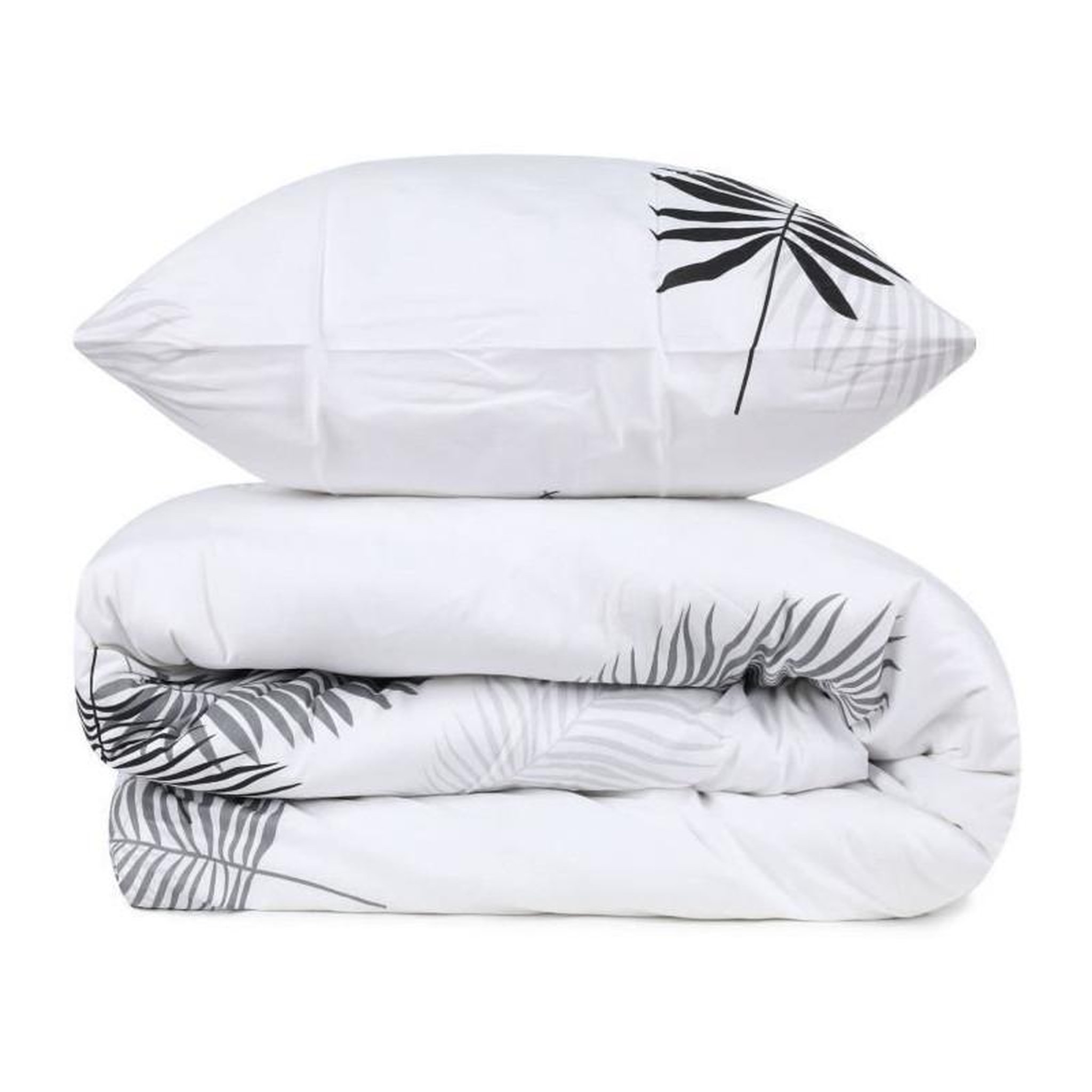 Voir la diapositive 2 : GENERIQUE Parure de lit - 1 housse de couette 220 x 240 cm + 2 taies d'oreiller 60 x 60 cm - 100% coton renforcé - Gris
