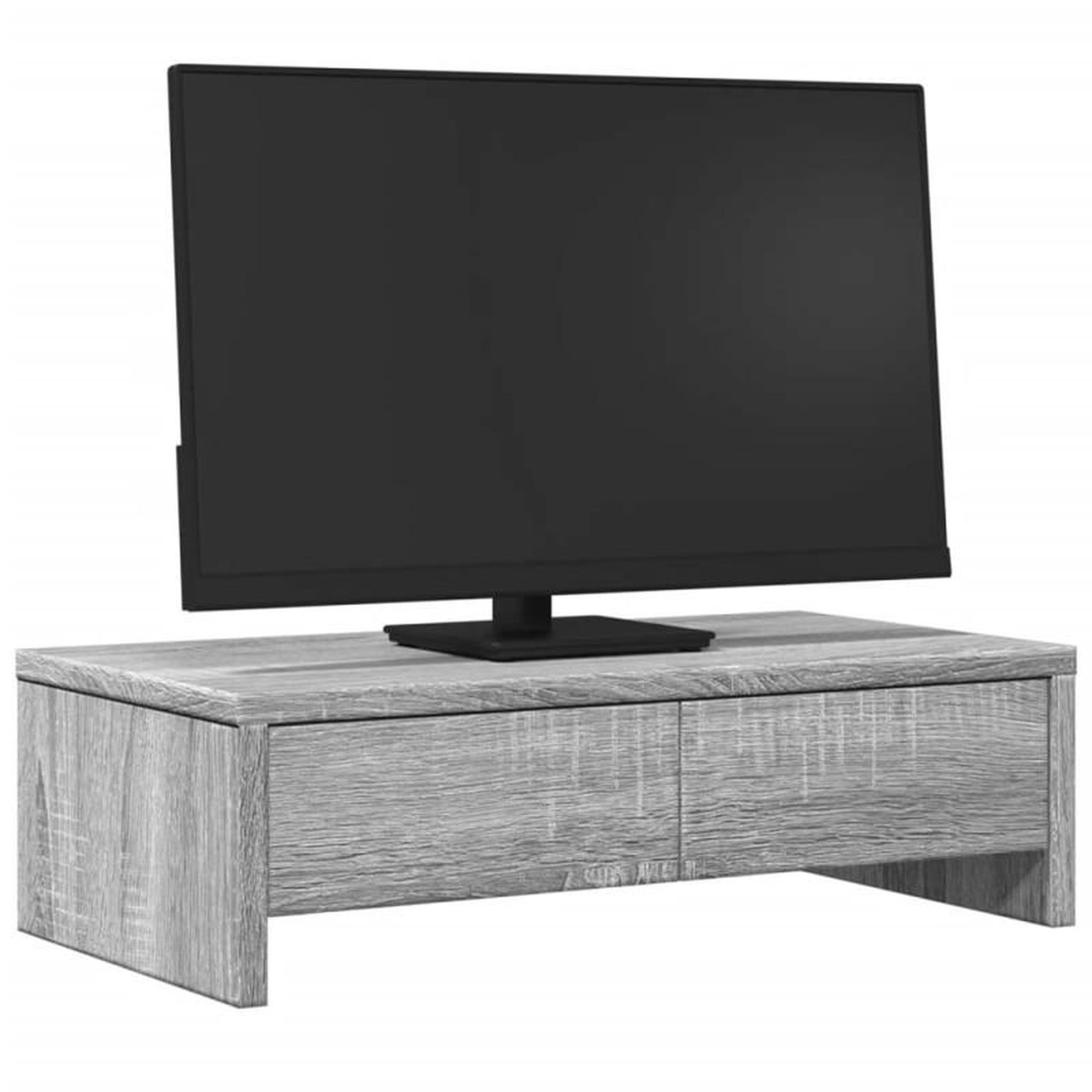 Voir la diapositive 3 : VIDAXL Support de moniteur avec tiroirs sonoma gris bois d ingénierie