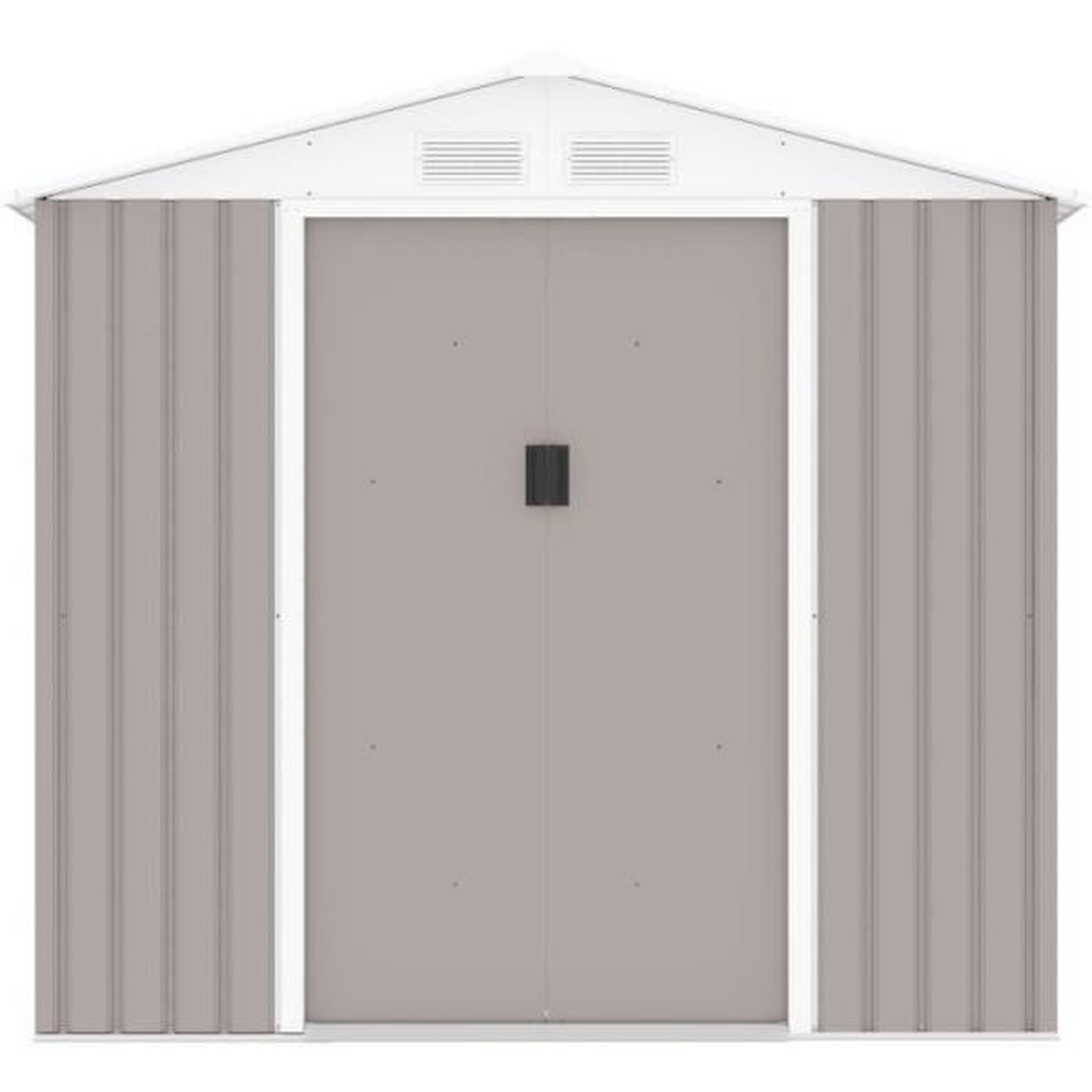 MARKET24 Abri de jardin en métal 4,07 m² - 213 x 191 x 195 cm - MARS - Kit d'ancrage inclus, 2 portes coulissantes - Taupe