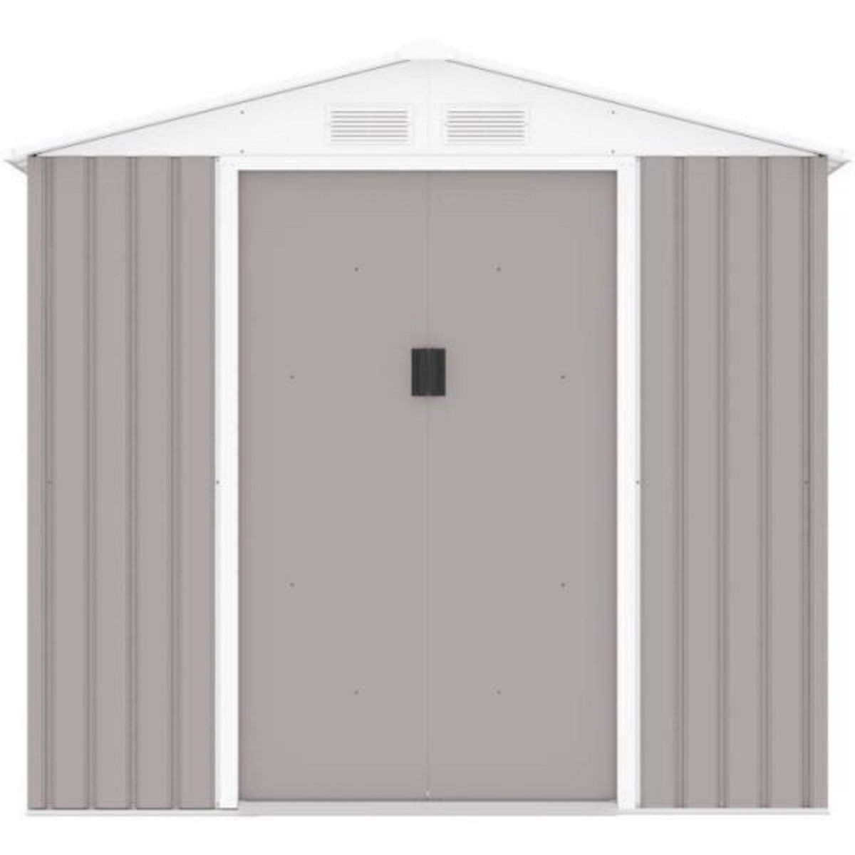 MARKET24 Abri de jardin en métal 4,07 m² - 213 x 191 x 195 cm - MARS - Kit d'ancrage inclus, 2 portes coulissantes - Taupe