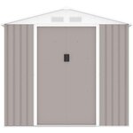 MARKET24 Abri de jardin en métal 4,07 m² - 213 x 191 x 195 cm - MARS - Kit d'ancrage inclus, 2 portes coulissantes - Taupe