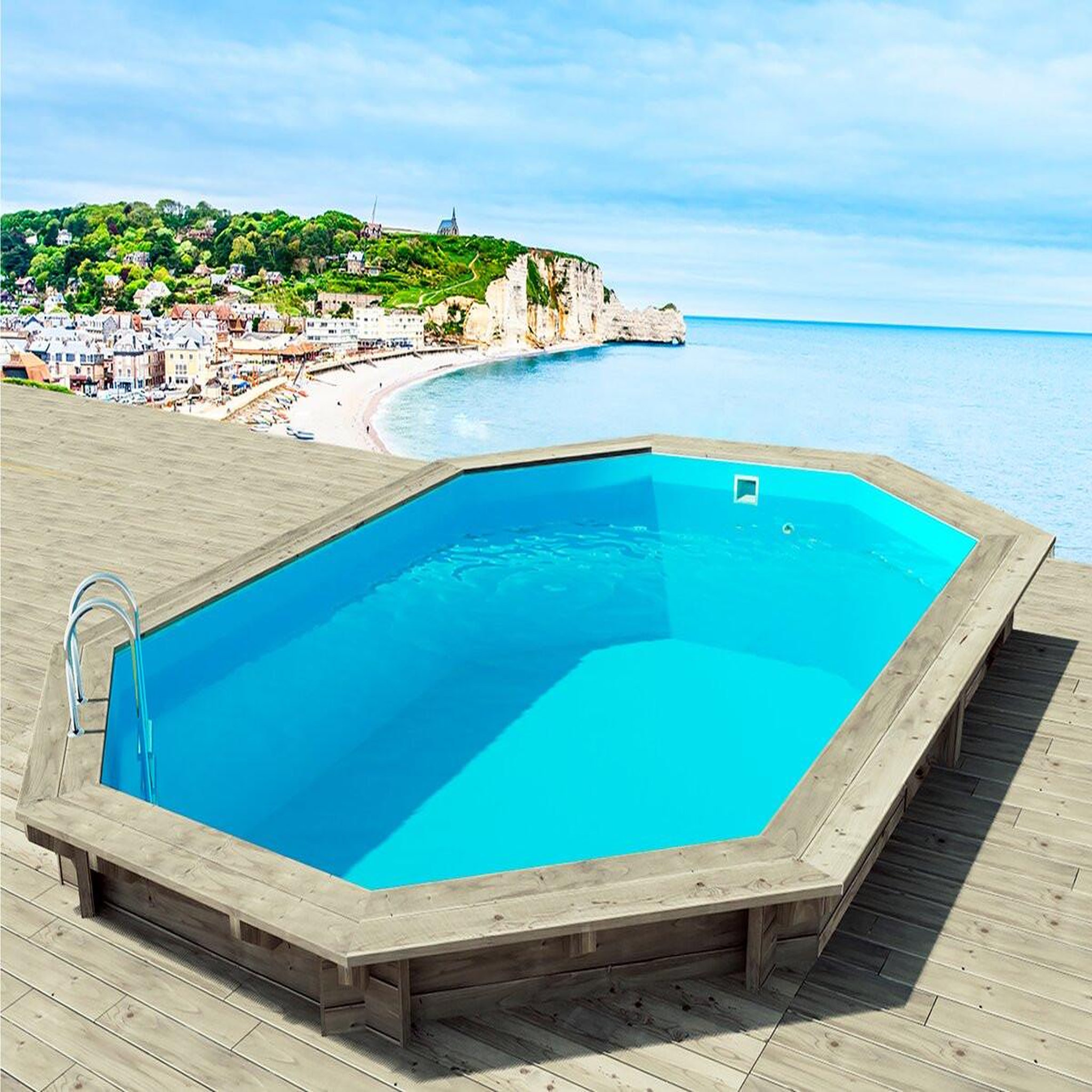 Voir la diapositive 3 : Habitat et Jardin Piscine bois   Brazilia 130    5.86 x 3.86 x 1.31 m + Pompe à chaleur 6 kw/h inverter  PowerLine by Hayward  - Noir