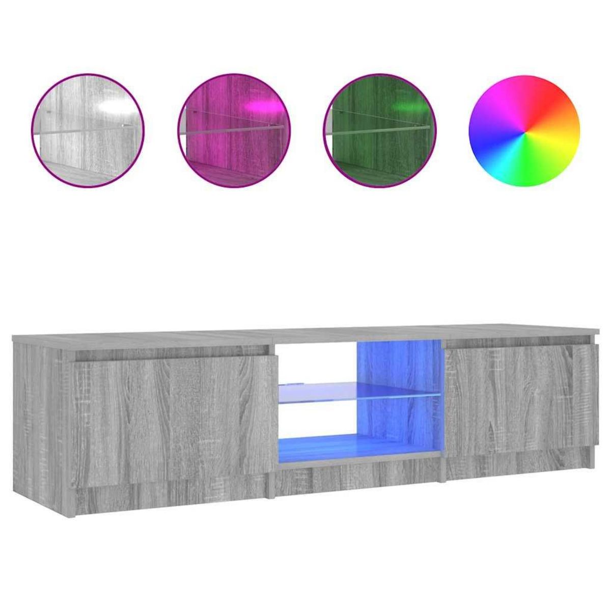 VIDAXL Meuble TV avec lumieres LED Sonoma gris 140x40x36 cm