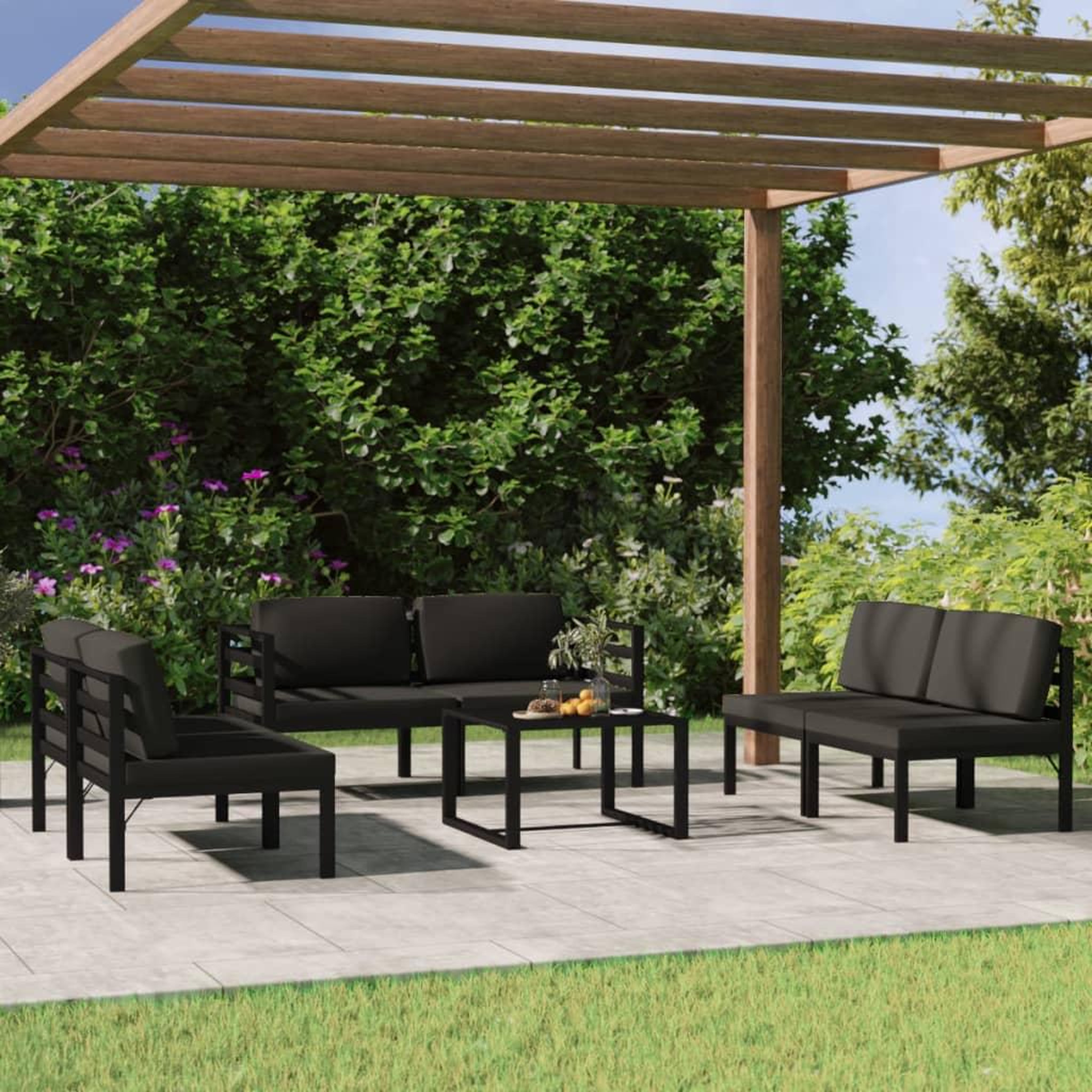 VIDAXL Salon de jardin 7 pcs avec coussins Aluminium Anthracite
