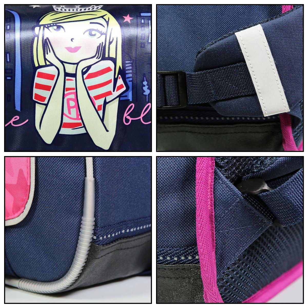 Bagtrotter BAGTROTTER Cartable 38 cm Poivre Blanc Bleu Princesse New York