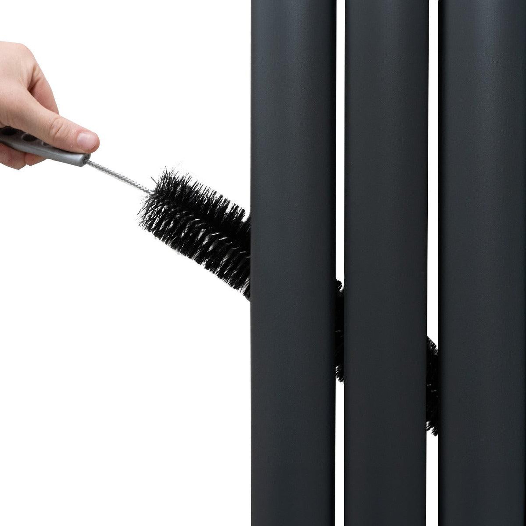 Voir la diapositive 4 : MONSTERSHOP Radiateur à colonnes ovales à miroir & vannes, panneaux - 1800 x 500 mm – gris anthracite