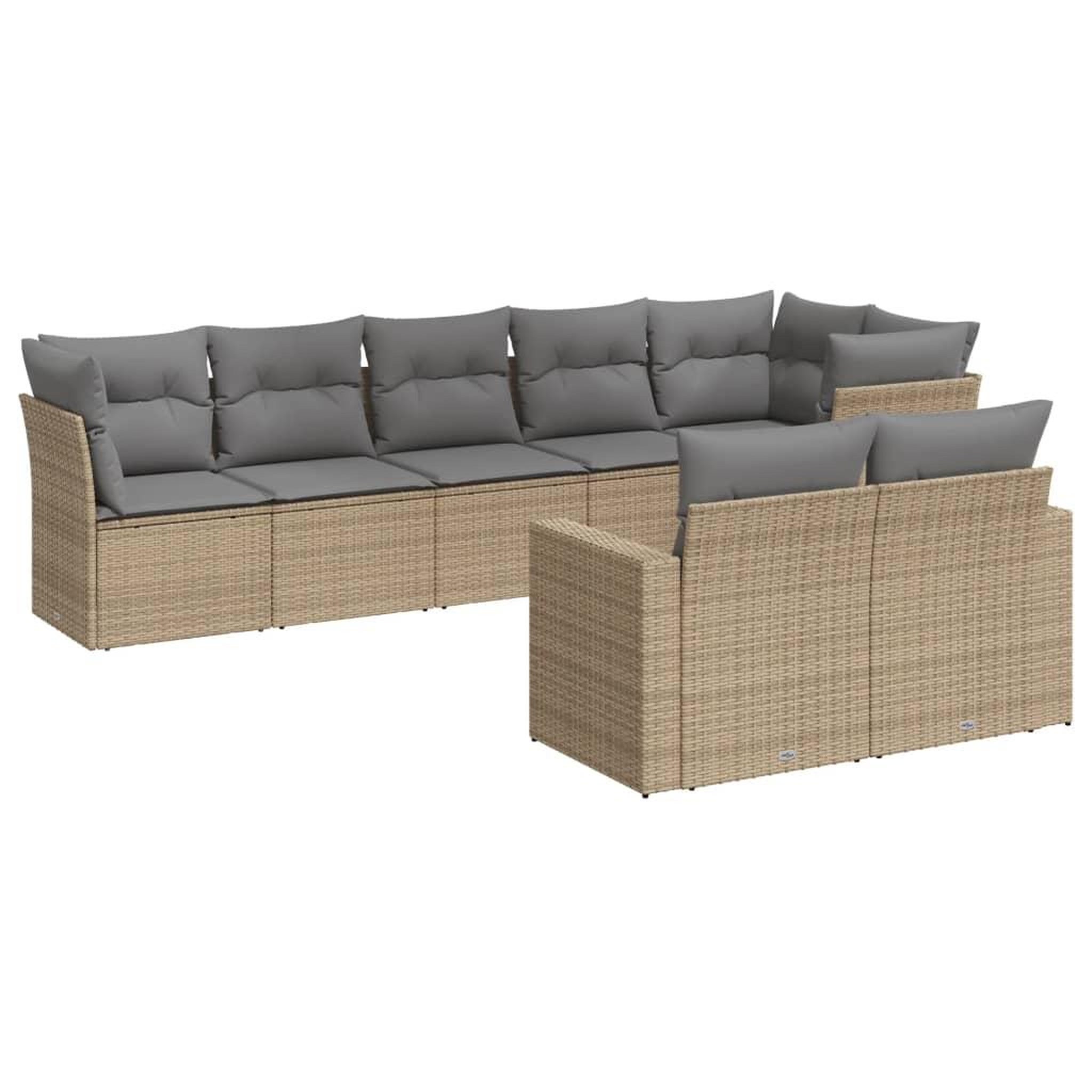 Voir la diapositive 2 : VIDAXL Salon de jardin avec coussins 8 pcs beige resine tressee
