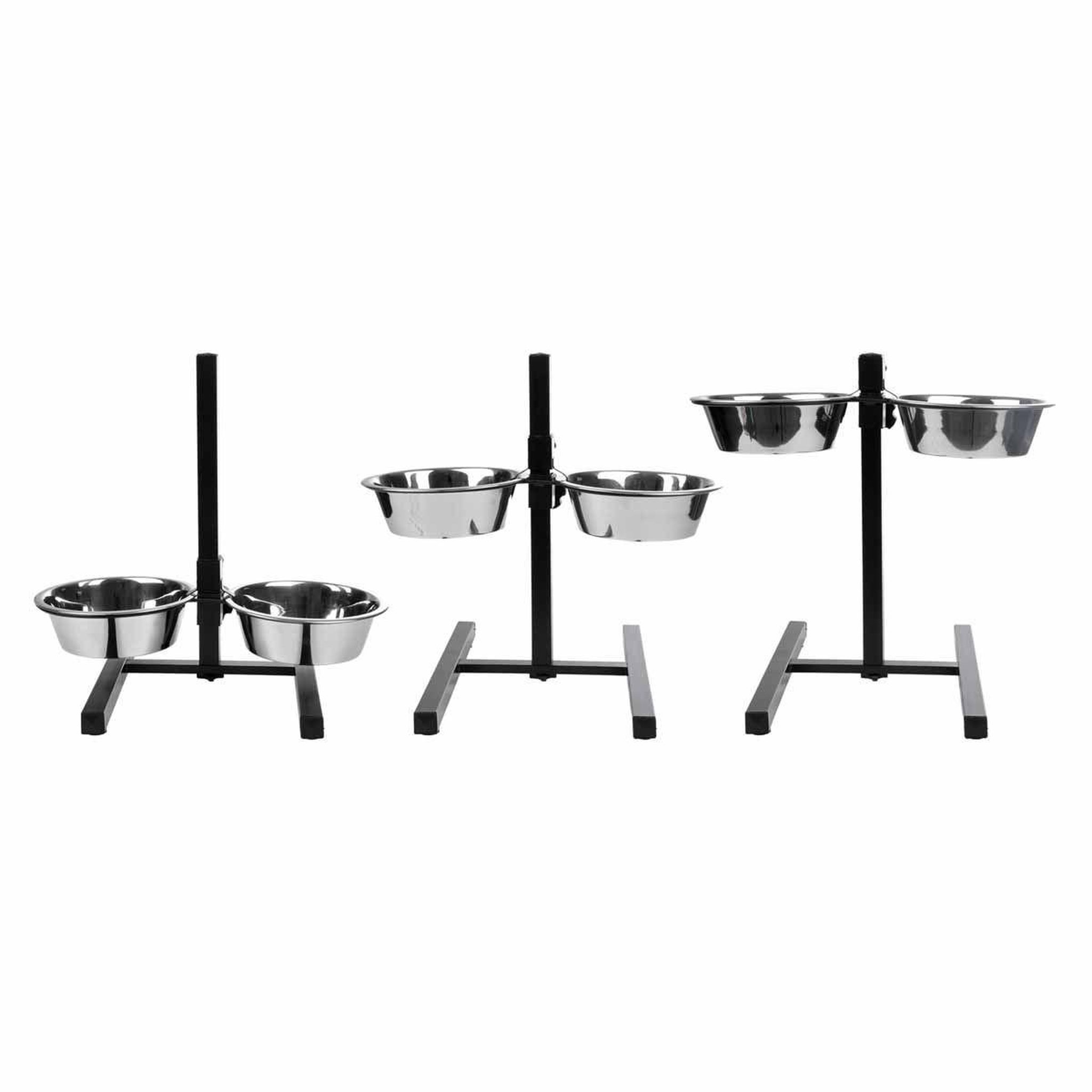Voir la diapositive 2 : LOVE STORY Lot de 2 gamelles pour chien  réglable  46cm argent
