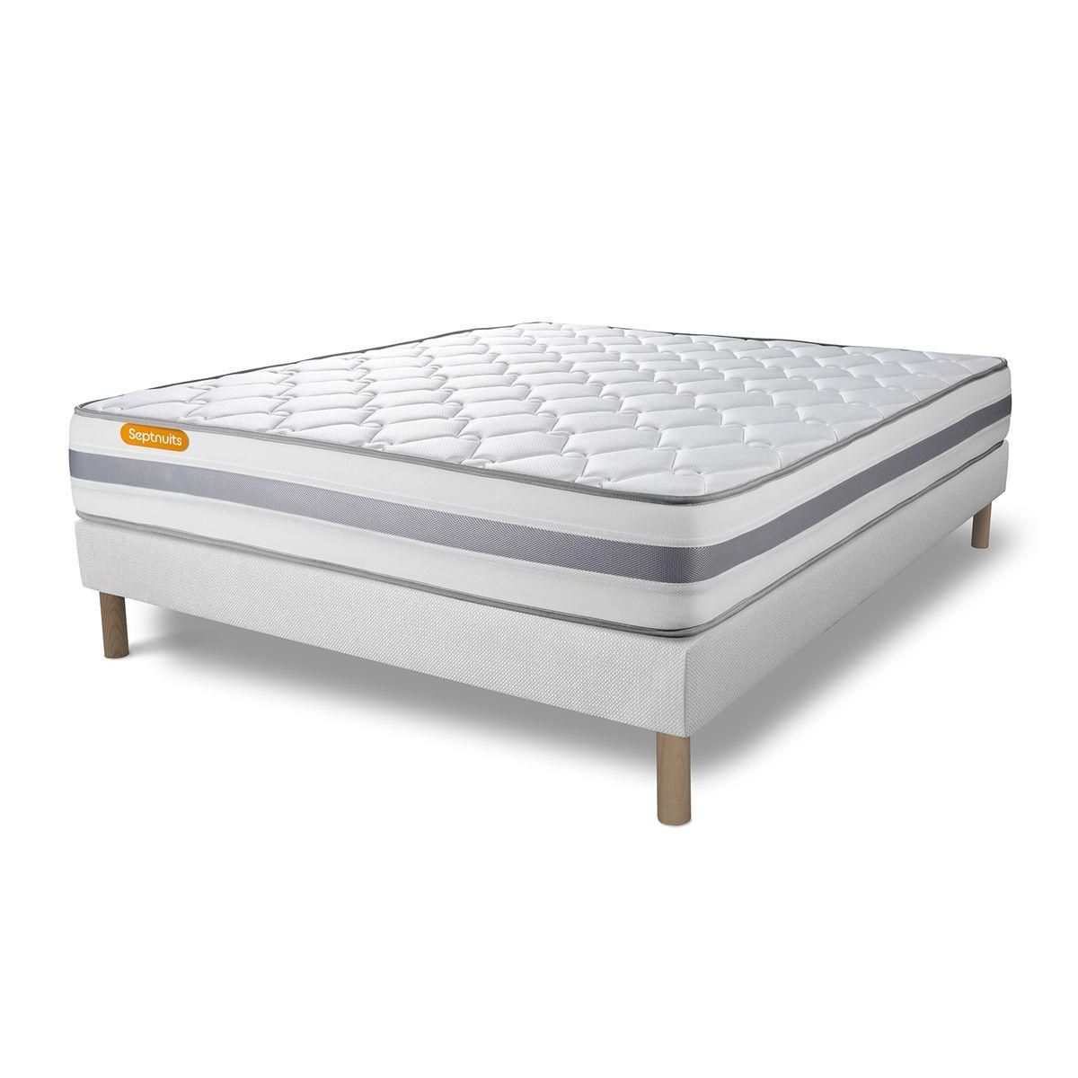 SEPTNUITS Matelas + sommier Memo Spring Ressorts ensachés 3 zones de confort MAXI épaisseur
