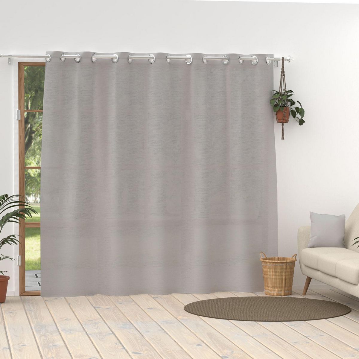 SOLEIL D'OCRE Voile lin à oeillets 280x250 cm LINEN gris, par Soleil d'Ocre