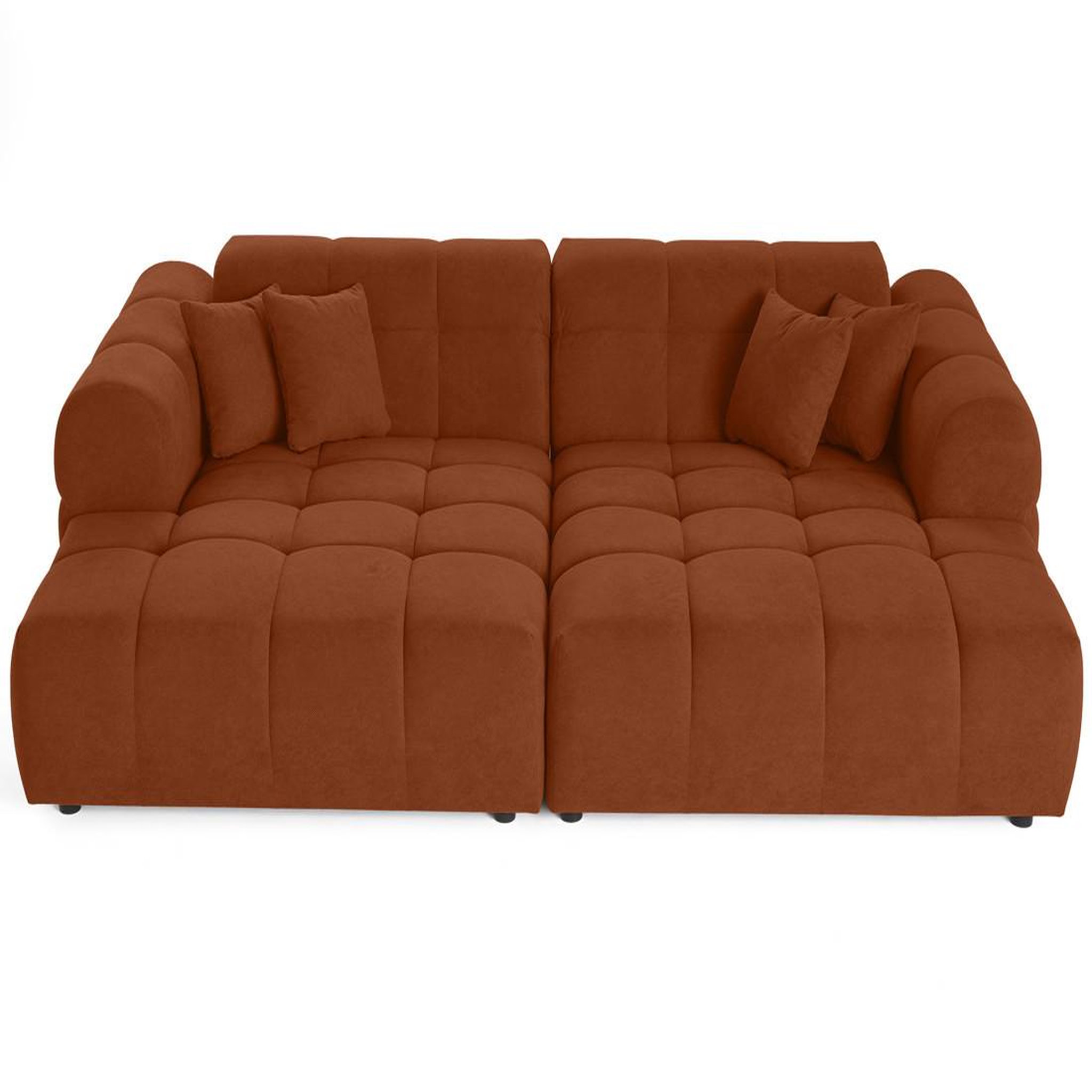 Voir la diapositive 3 : BEST MOBILIER Ray - canapé droit 4 places avec double méridienne - assise profonde - en tissu texturé