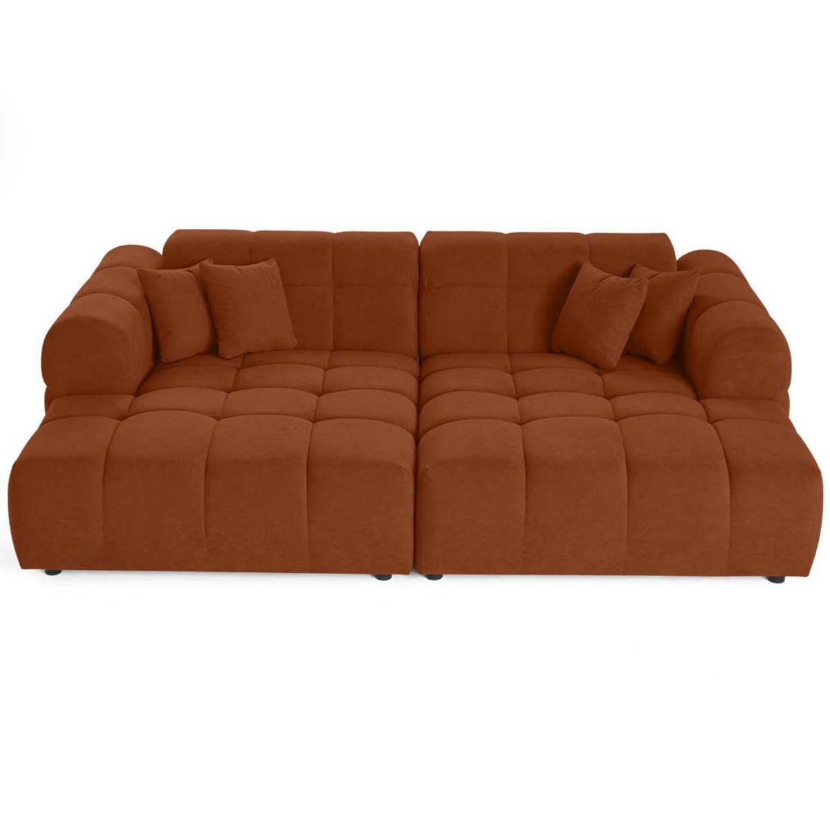 LISA DESIGN Ray - canapé droit 4 places avec double méridienne - assise profonde - en tissu texturé