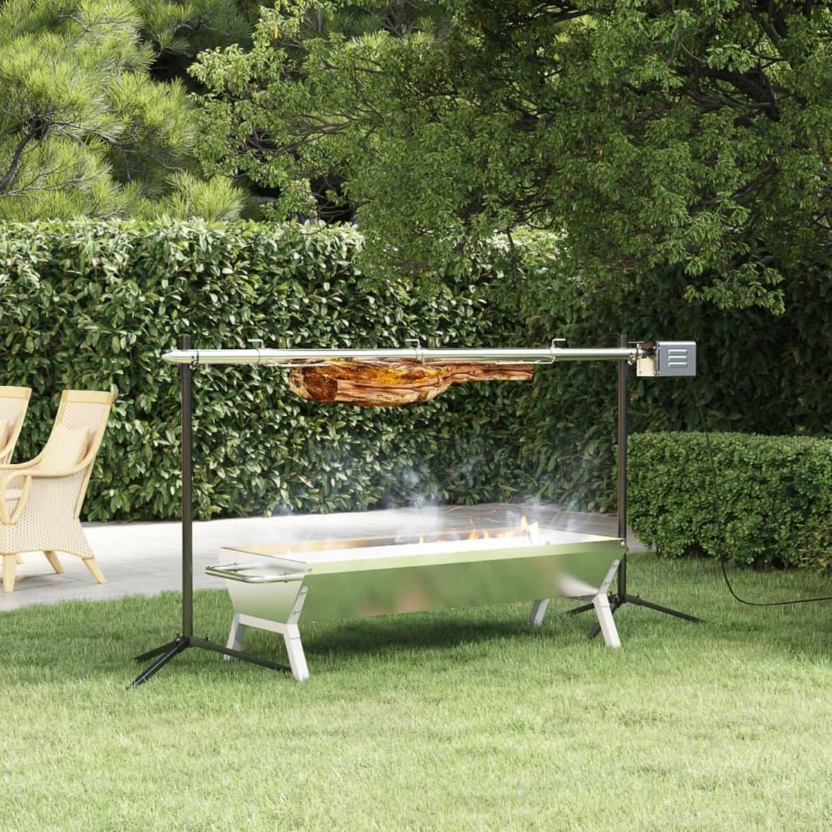 VIDAXL Ensemble de grille et de plateau automatique pour barbecue inox