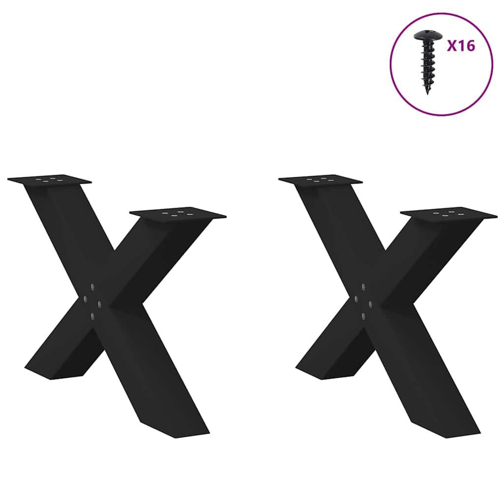 Voir la diapositive 3 : VIDAXL Pieds de table basse forme de X 2 pcs noir 70x(42-43) cm acier