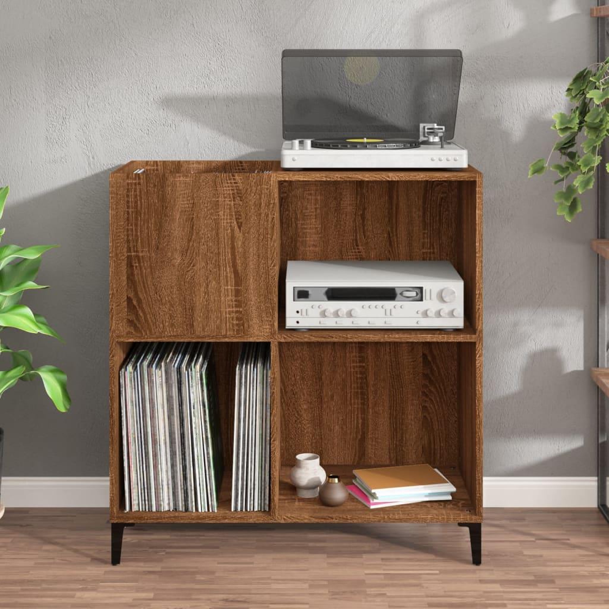 Voir la diapositive 3 : VIDAXL Armoire a disques chene marron 84,5x38x89 cm bois d'ingenierie