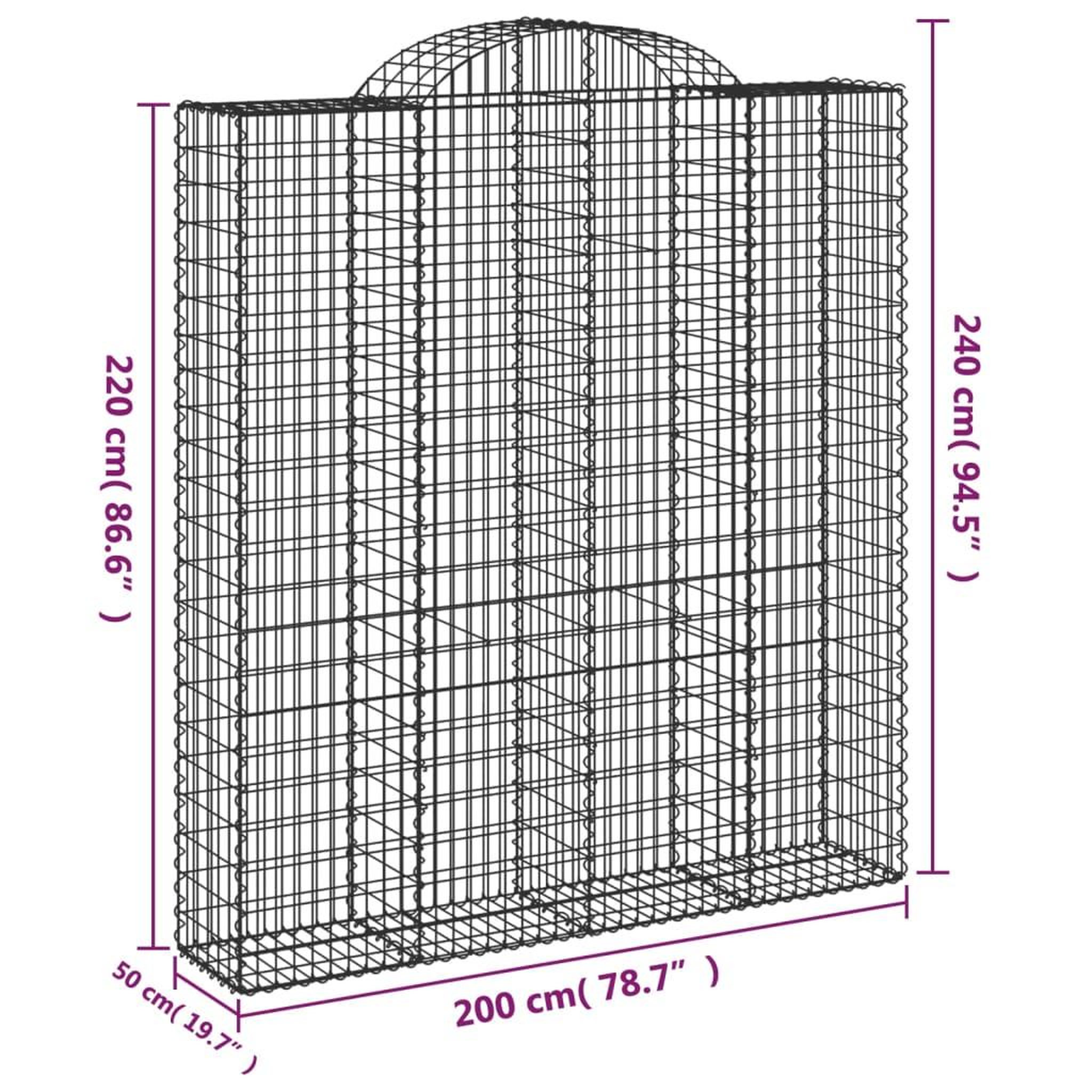 Voir la diapositive 6 : VIDAXL Paniers a gabions arques 12 pcs 200x50x220/240 cm Fer galvanise