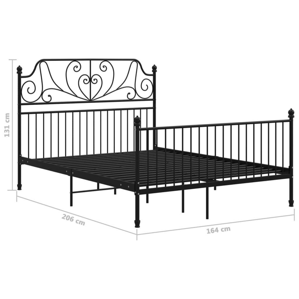 VIDAXL Cadre de lit sans matelas noir metal 160x200 cm